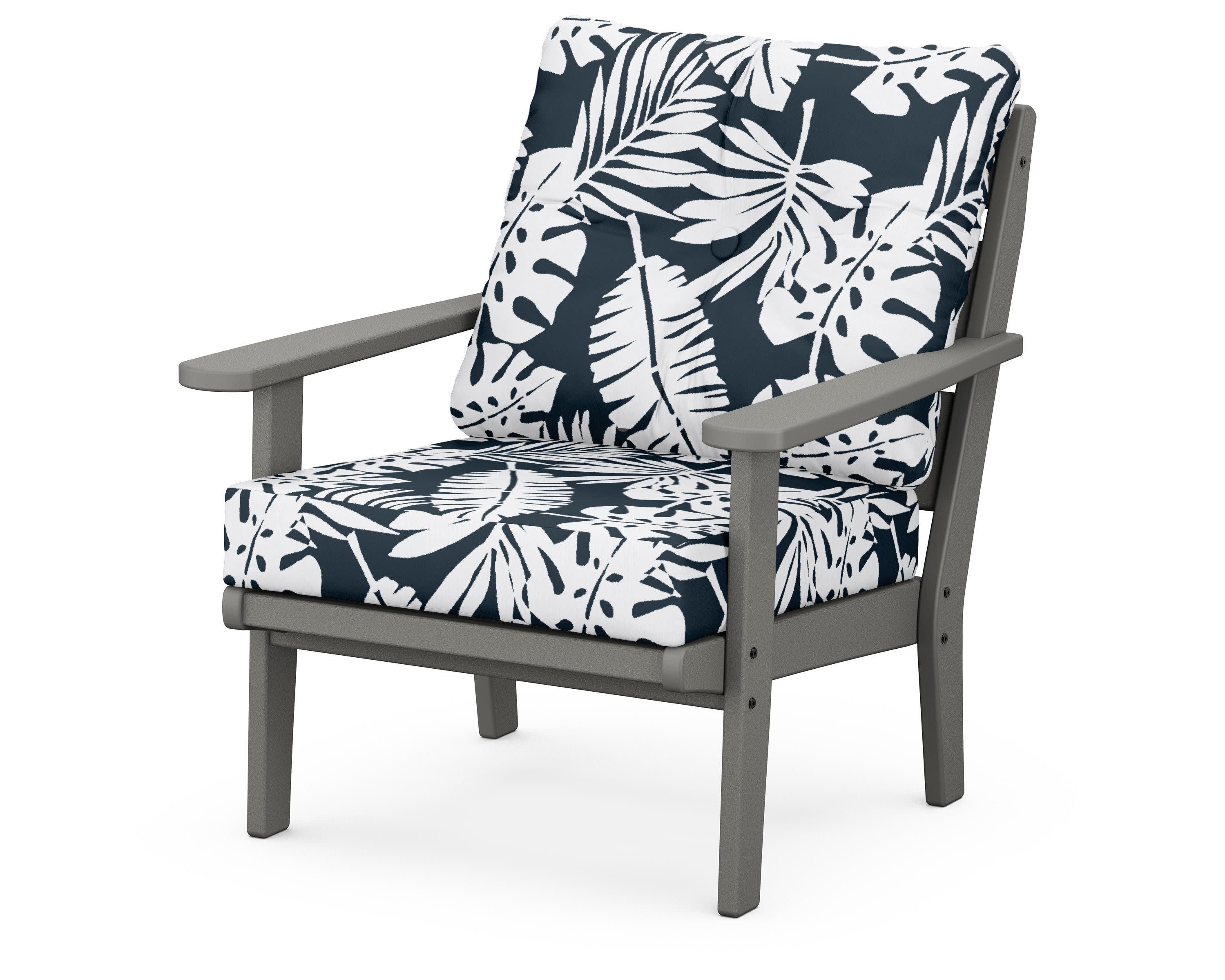 Lakeside Deep Seating Chair in Slate Grey / Leaf Marine Indigo
