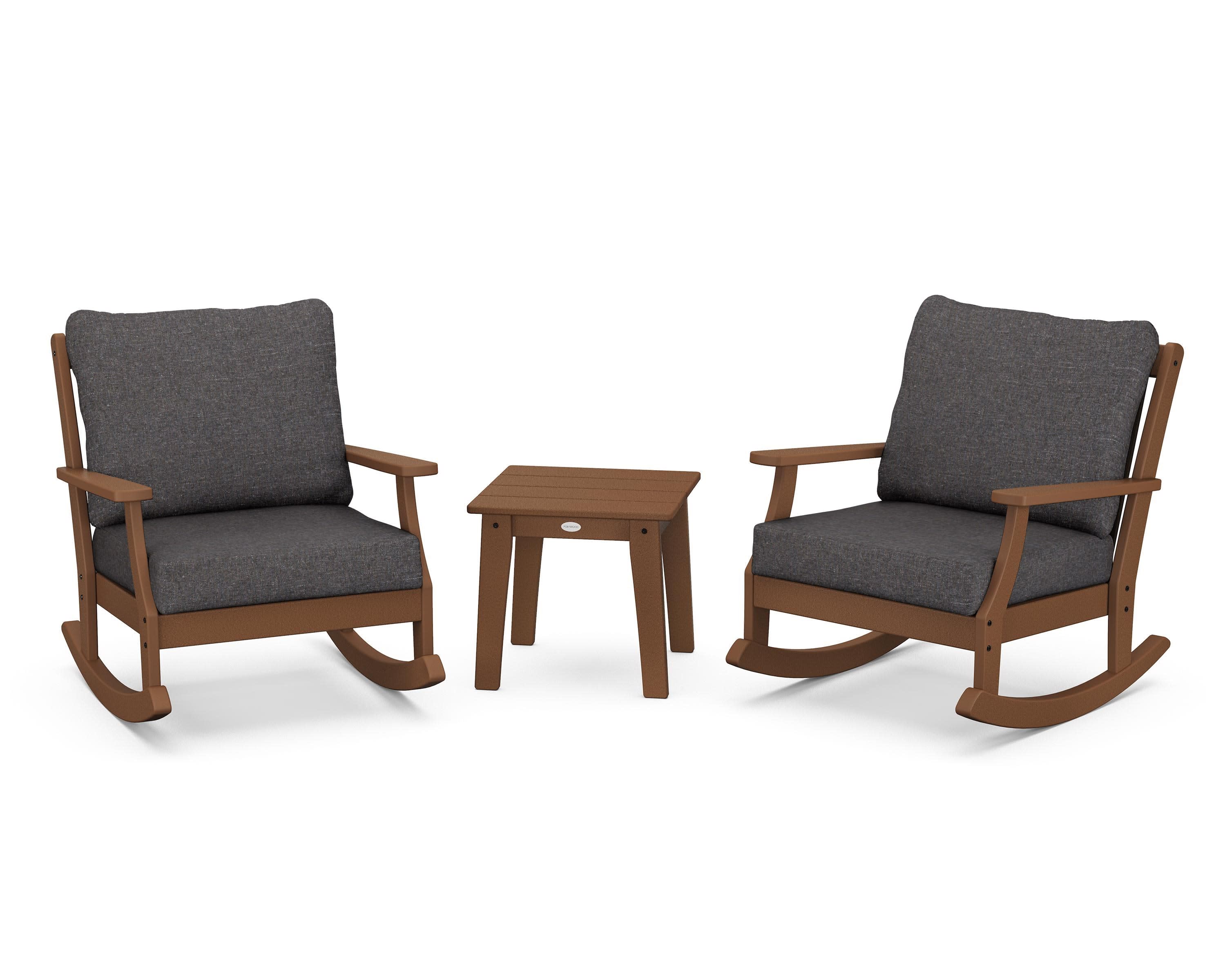 Braxton 3-Piece Deep Seating Rocker Set in Teak / Ash Charcoal
