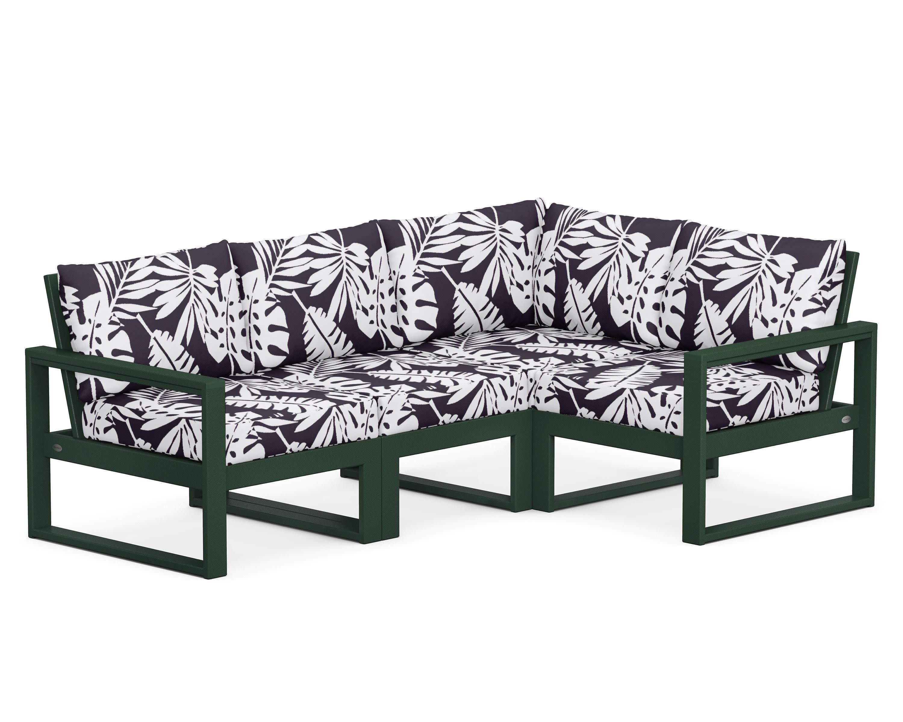 EDGE 4-Piece Modular Deep Seating Set in Green / Leaf Navy