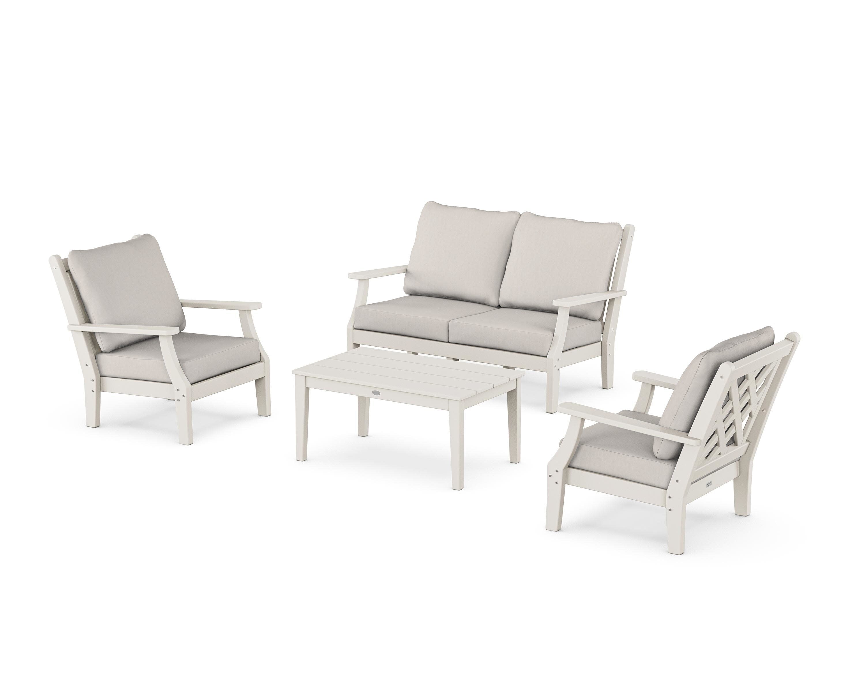 Wovendale 4-Piece Deep Seating Set with Loveseat in Sand / Cast Ash
