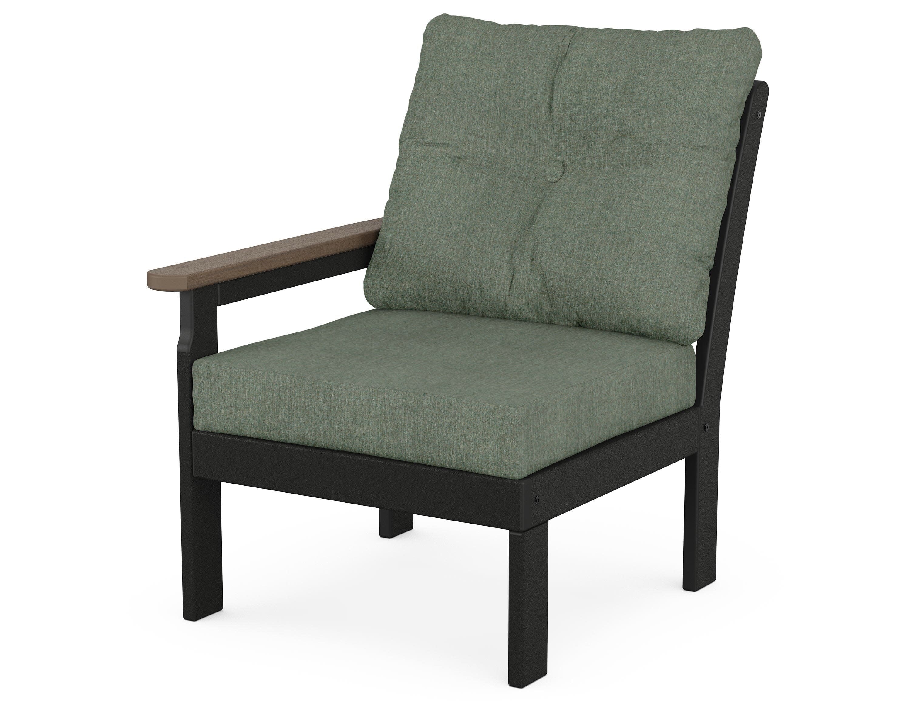 Vineyard Modular Left Arm Chair in Black / Kona / Cast Sage