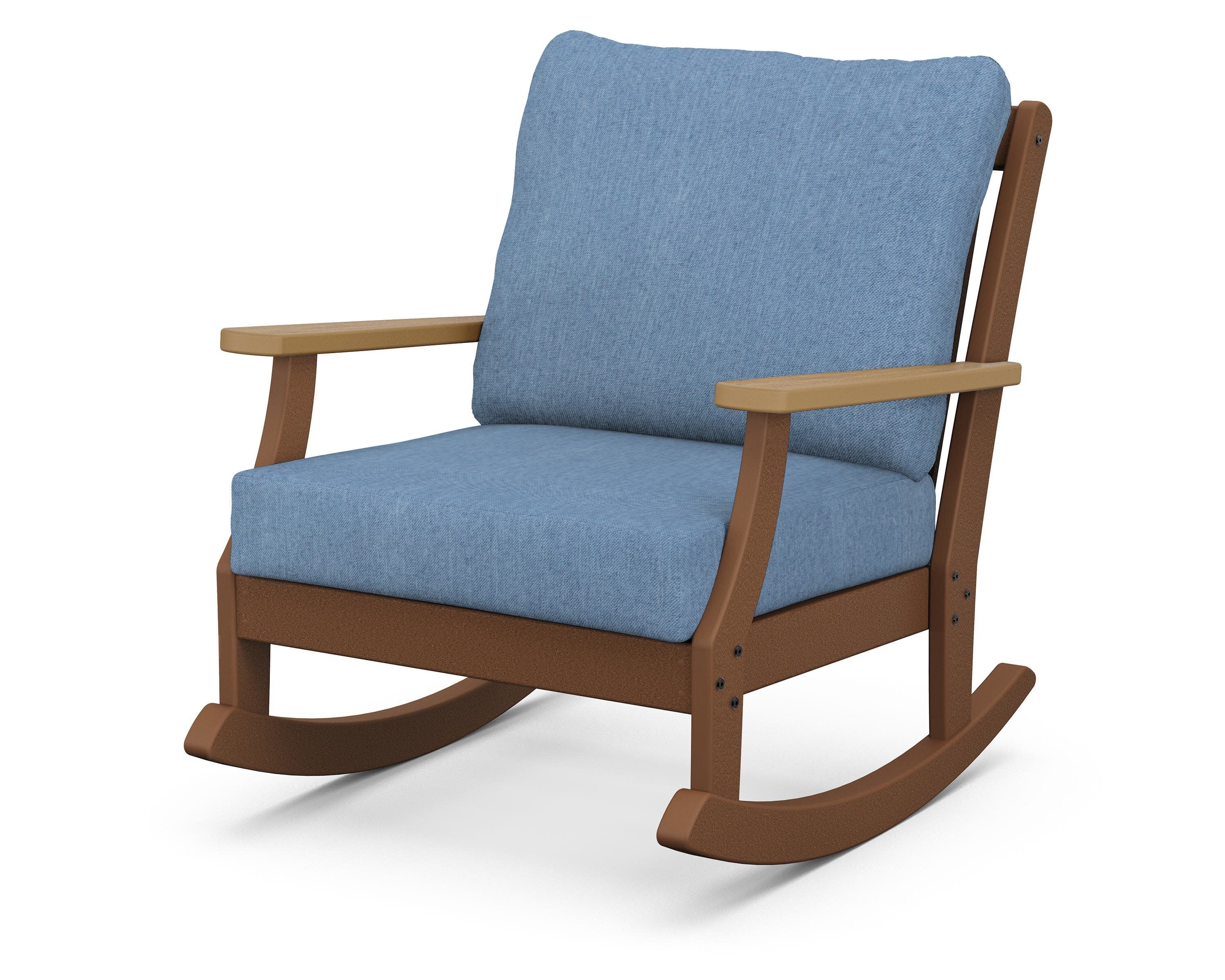 Braxton Deep Seating Rocking Chair in Teak / Natural / Sky Blue