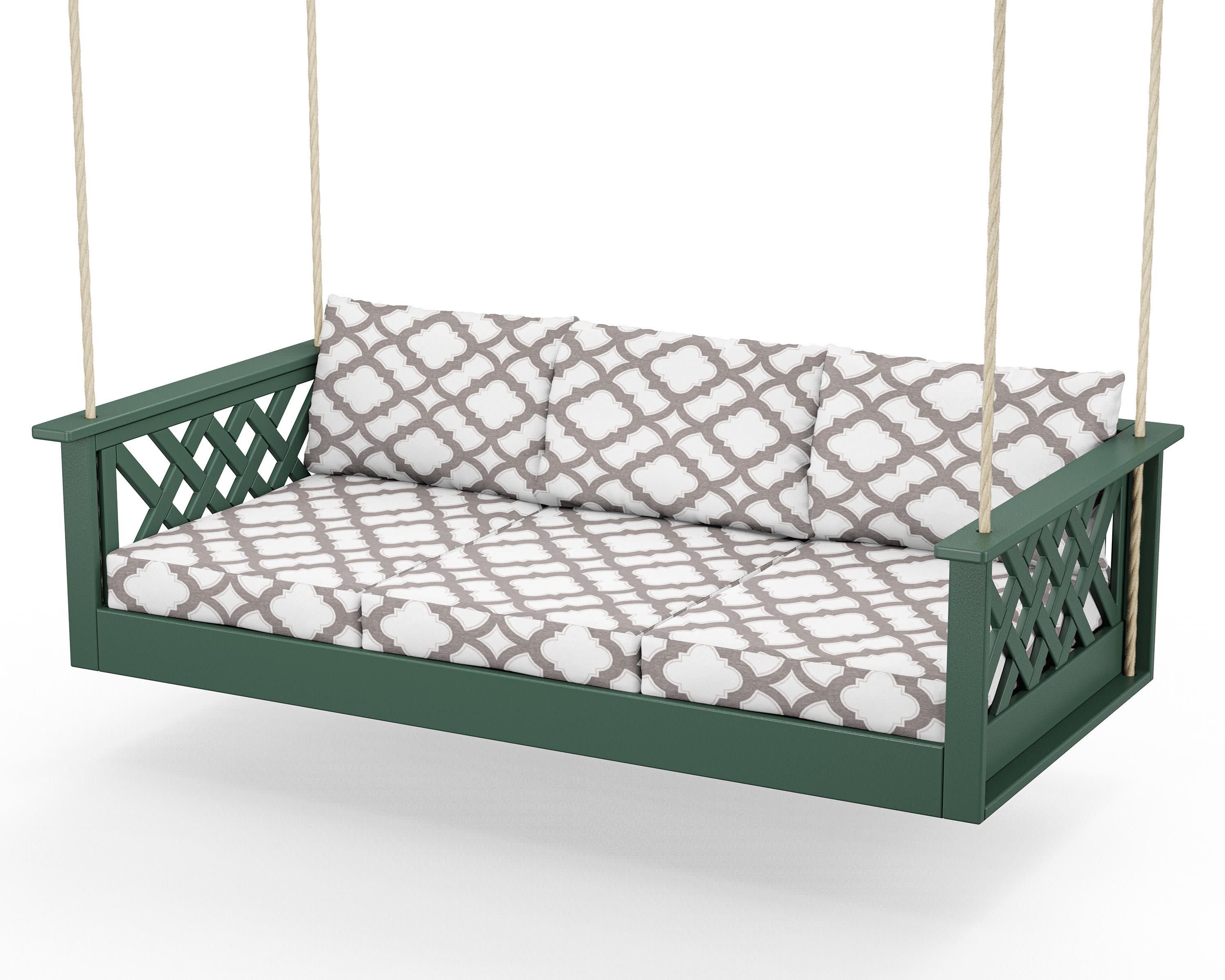 Wovendale Daybed Swing in Green / Trellis Grey Mist