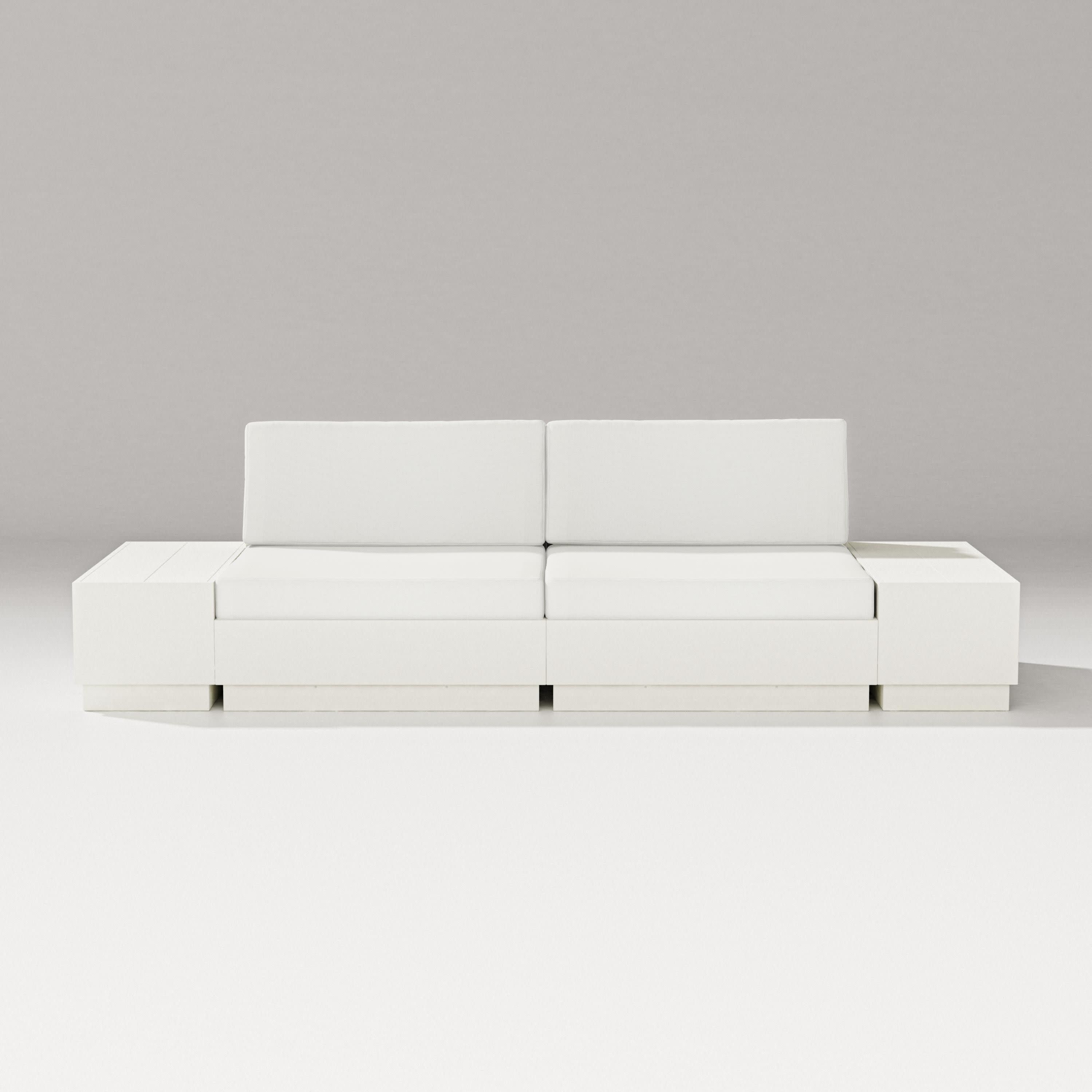 Elevate 4-Piece Loveseat Sectional in Vintage White / Natural Linen