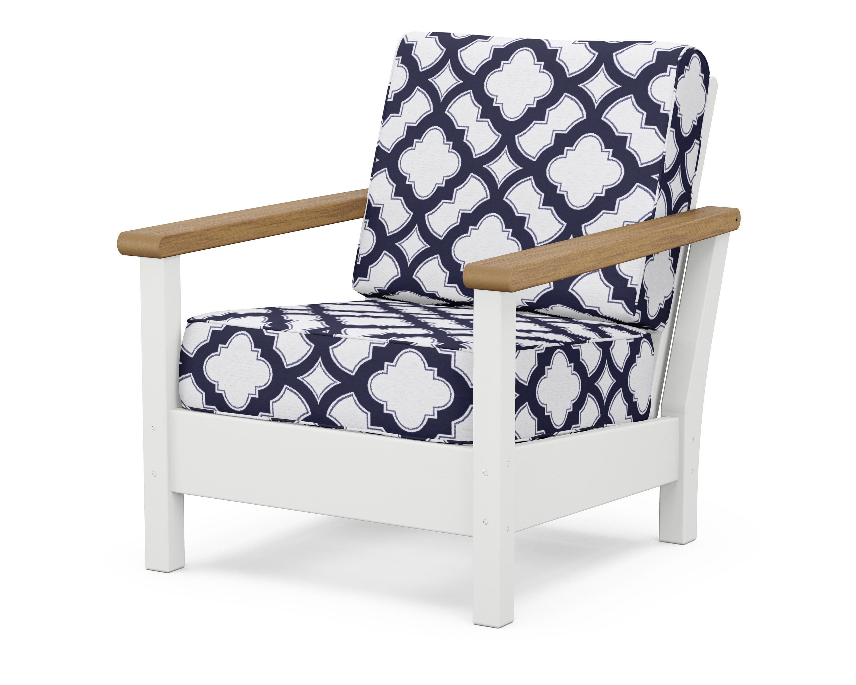 Harbour Deep Seating Chair in White / Natural / Trellis Navy