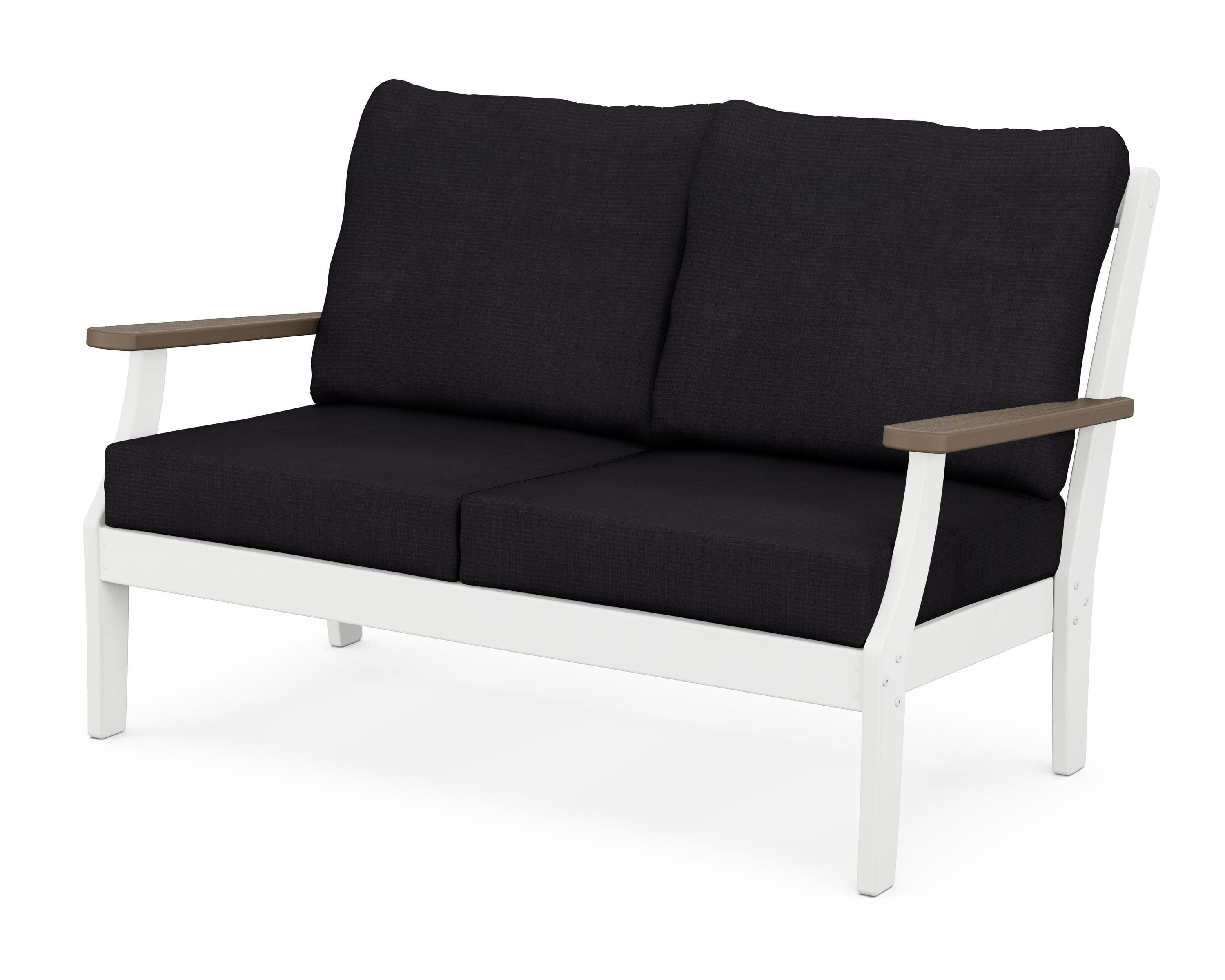 Braxton Deep Seating Loveseat in White / Kona / Midnight Linen