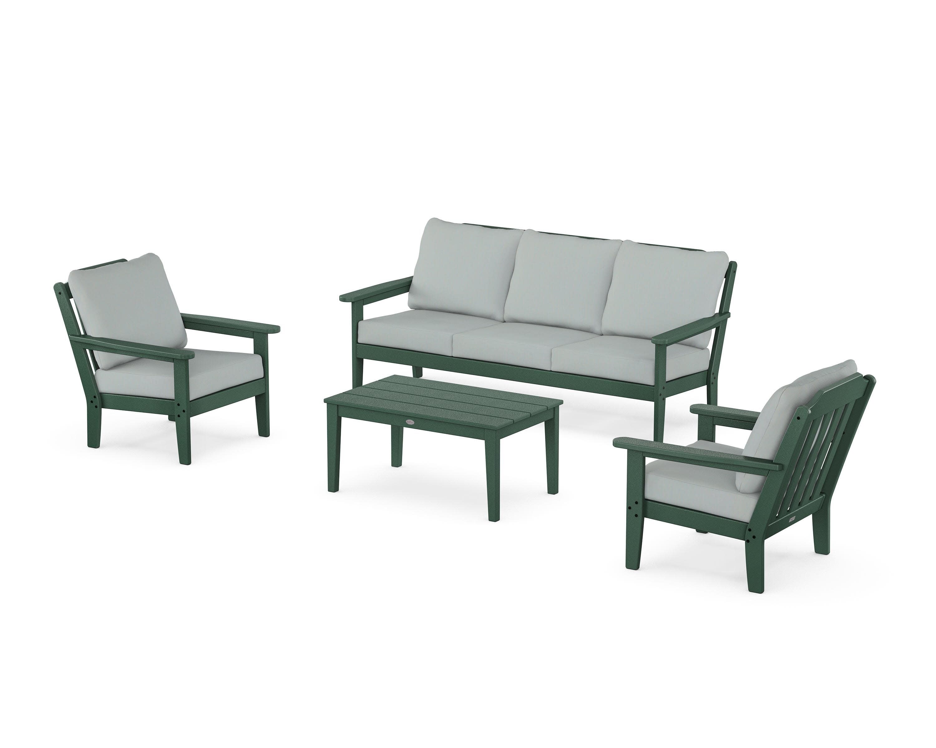 Cottage 4-Piece Deep Seating Set with Sofa in Green / Spa