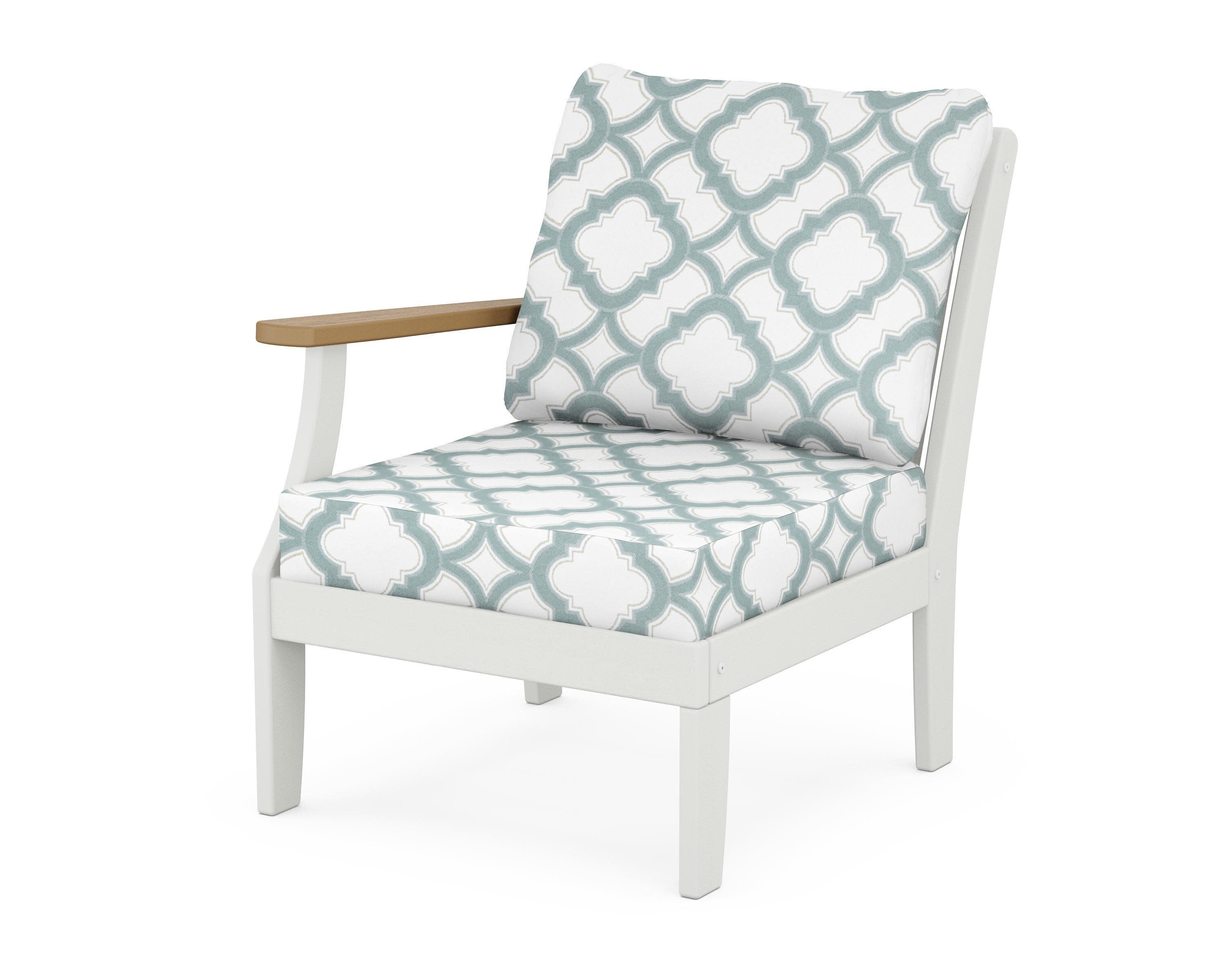 Braxton Modular Left Arm Chair in White / Natural / Trellis Glacier Spa