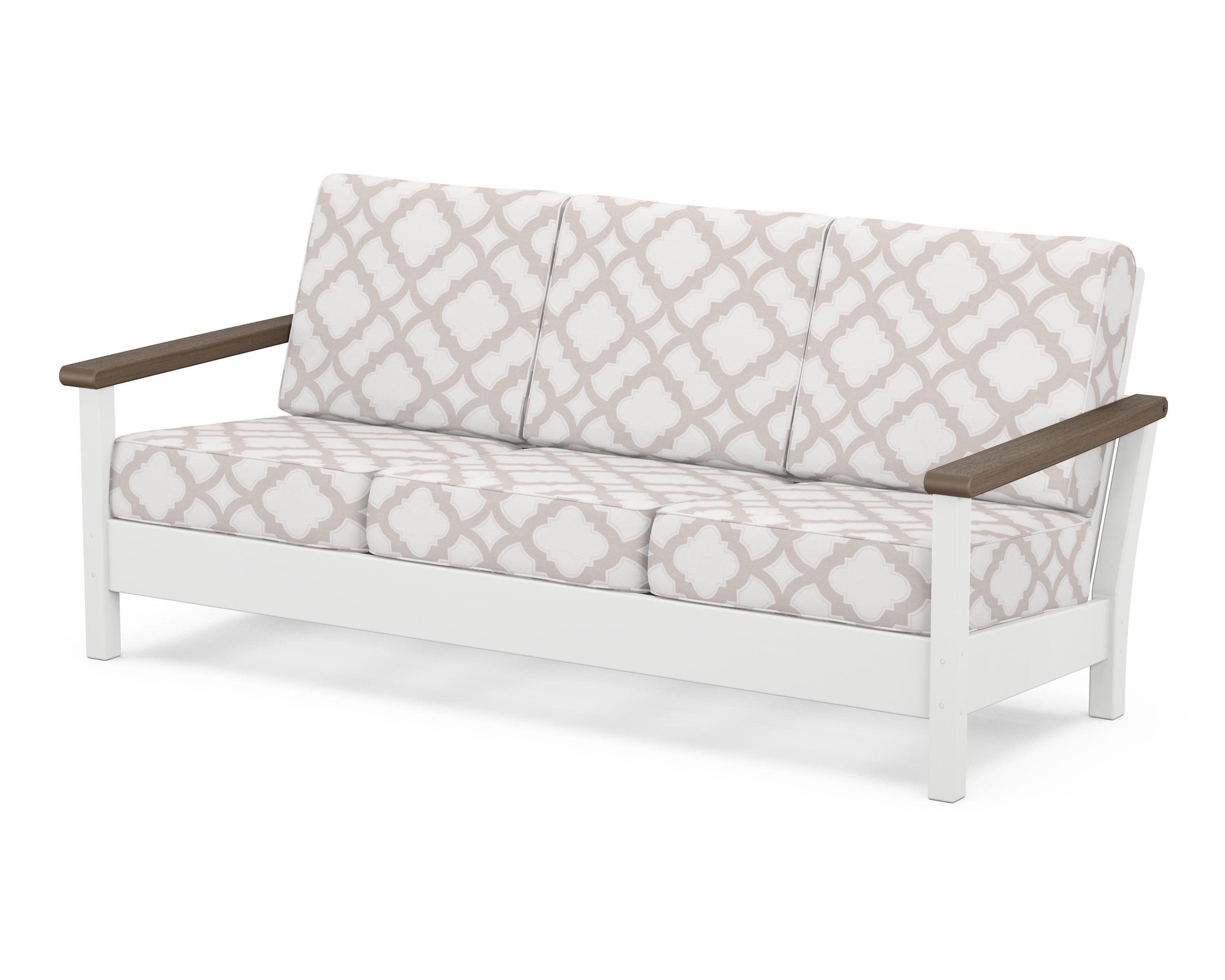 Harbour Deep Seating Sofa in White / Kona / Trellis Dune Burlap