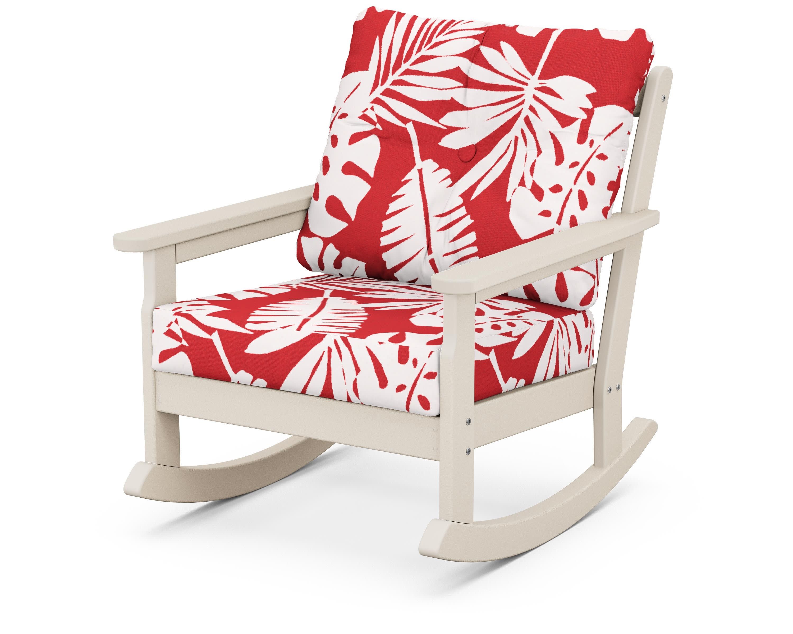 Vineyard Deep Seating Rocking Chair in Sand / Leaf Crimson