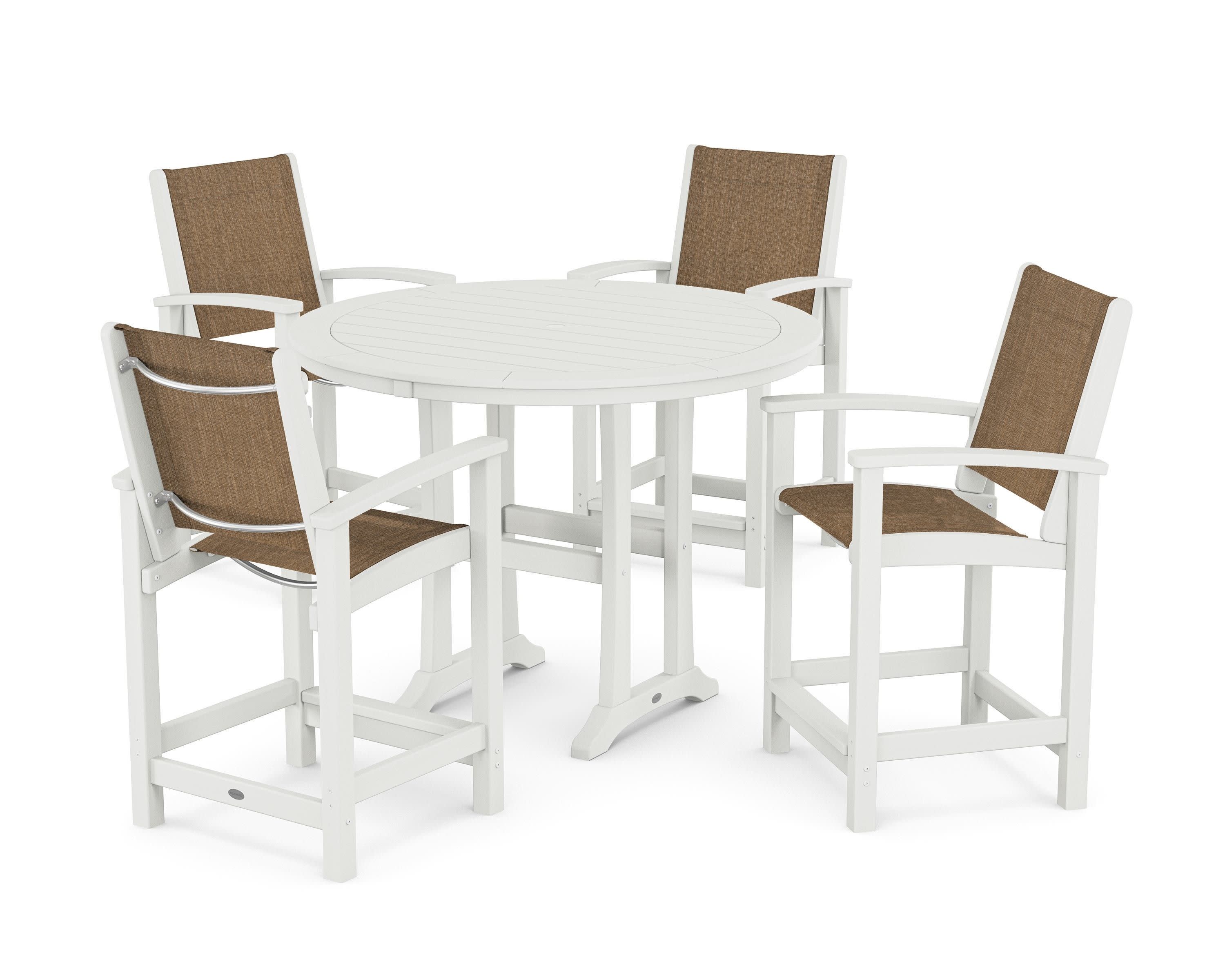 Coastal 5-Piece Counter Set in Vintage White / Burlap Sling