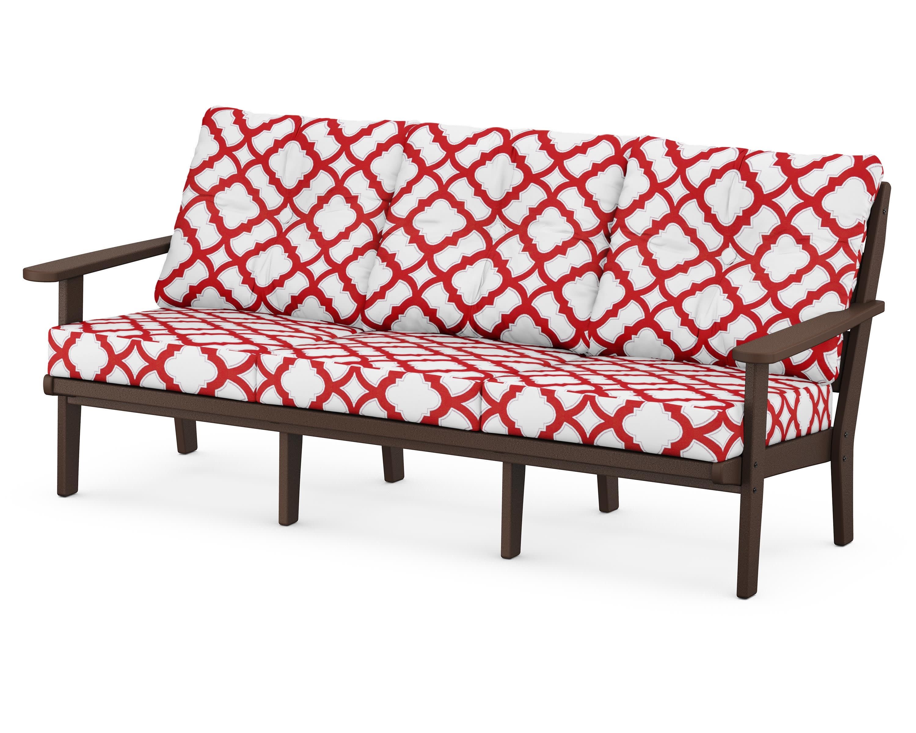 Lakeside Deep Seating Sofa in Mahogany / Trellis Crimson