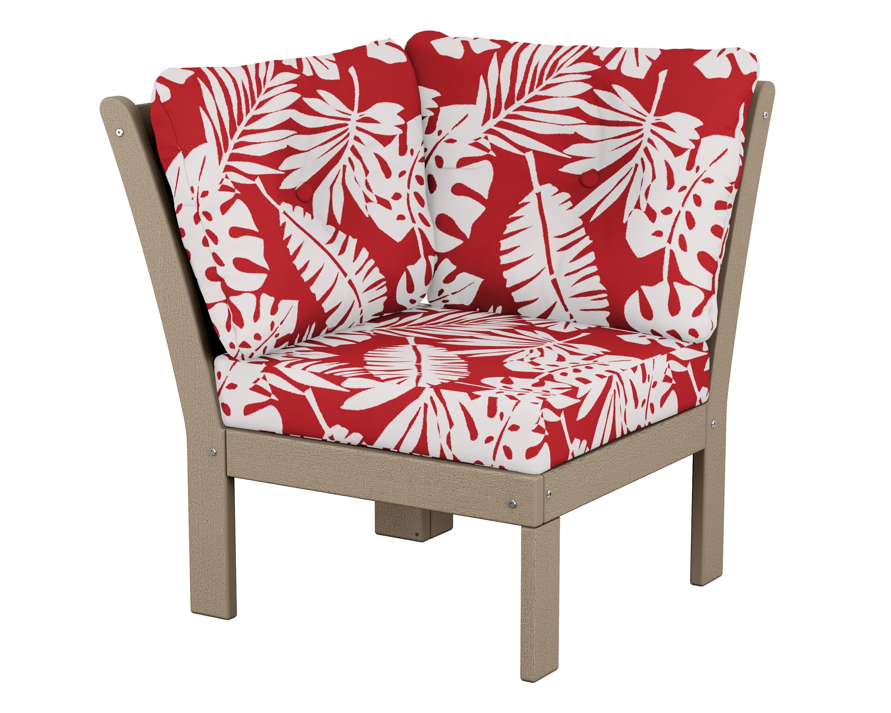 Vineyard Modular Corner Chair in Vintage Sahara / Leaf Crimson