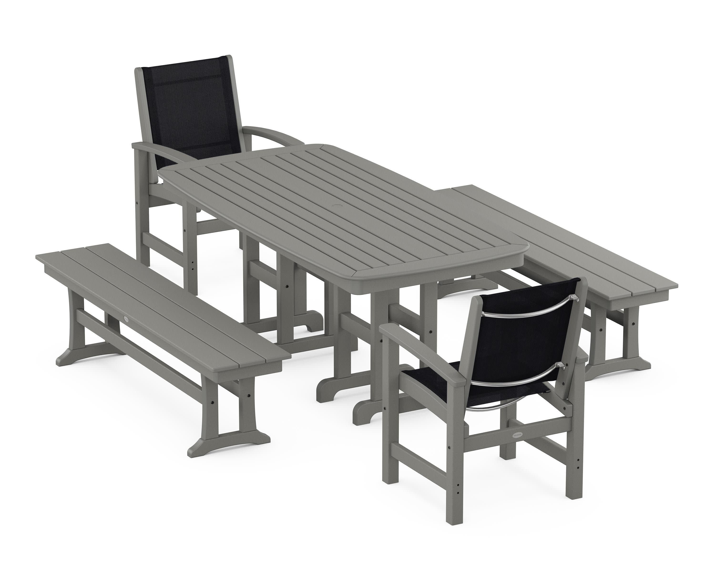 Coastal 5-Piece Dining Set in Slate Grey / Black Sling