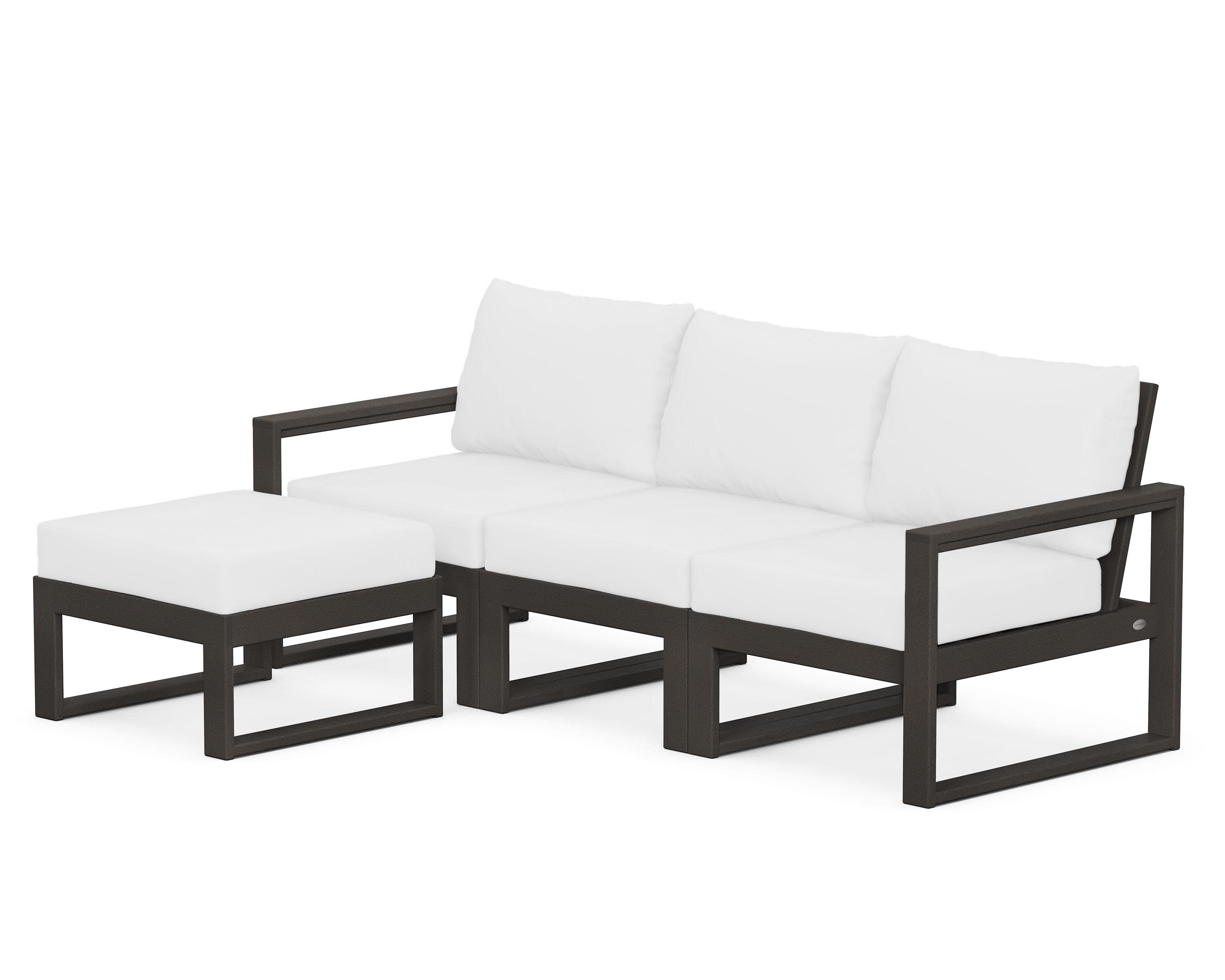 EDGE 4-Piece Modular Deep Seating Set with Ottoman in Vintage Coffee / Natural