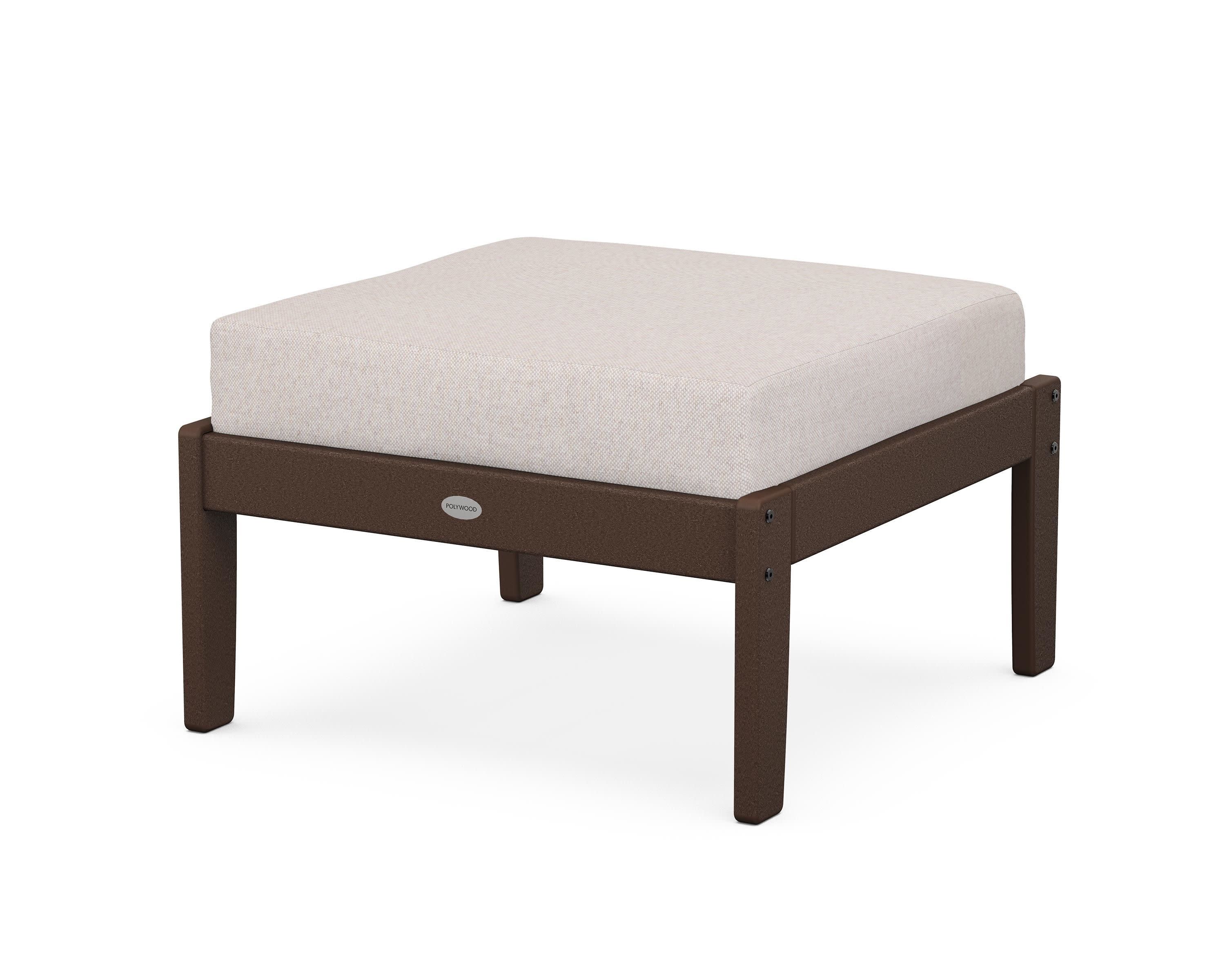 Braxton Deep Seating Ottoman in Mahogany / Dune Burlap