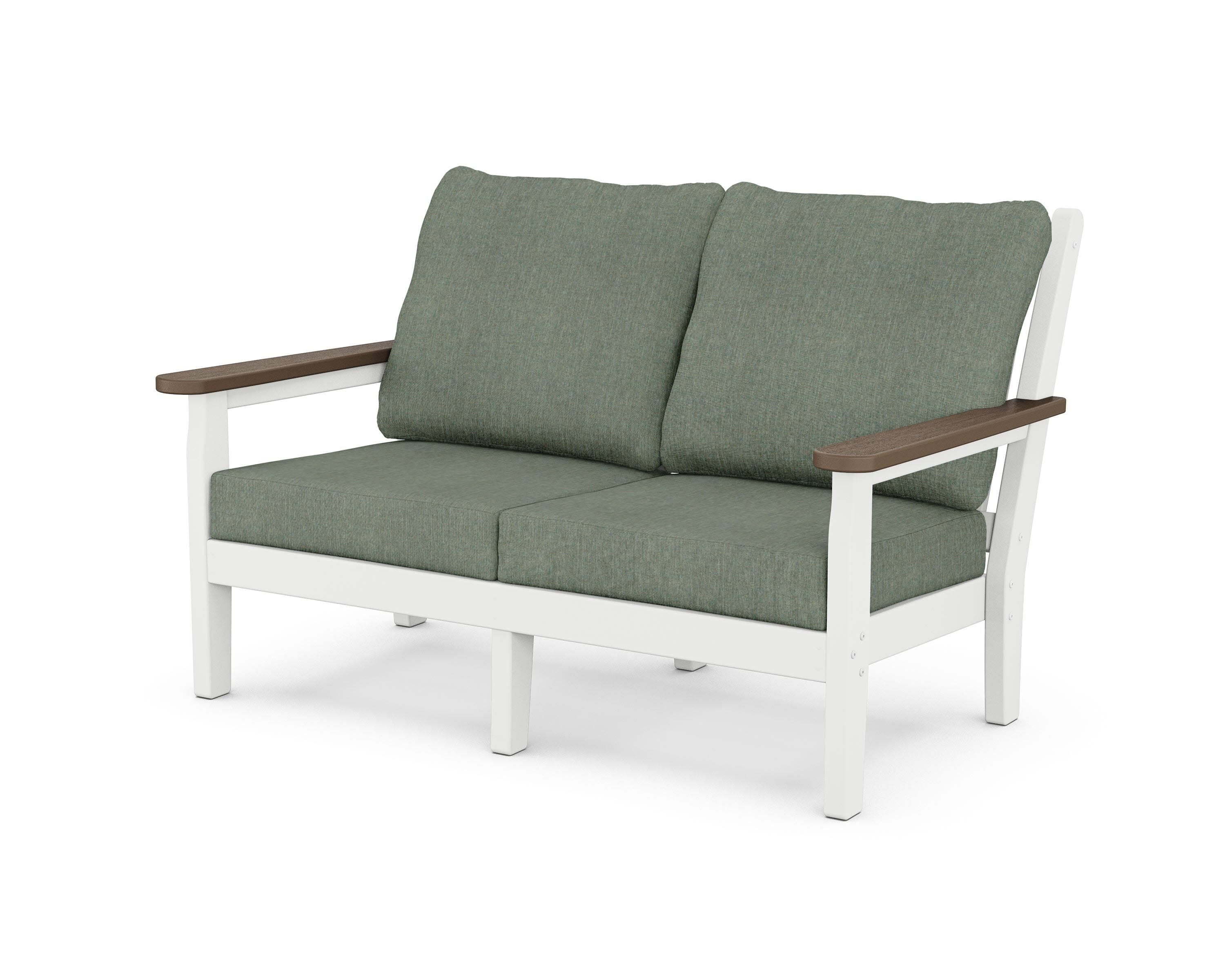 Chippendale Deep Seating Loveseat in White / Kona / Cast Sage