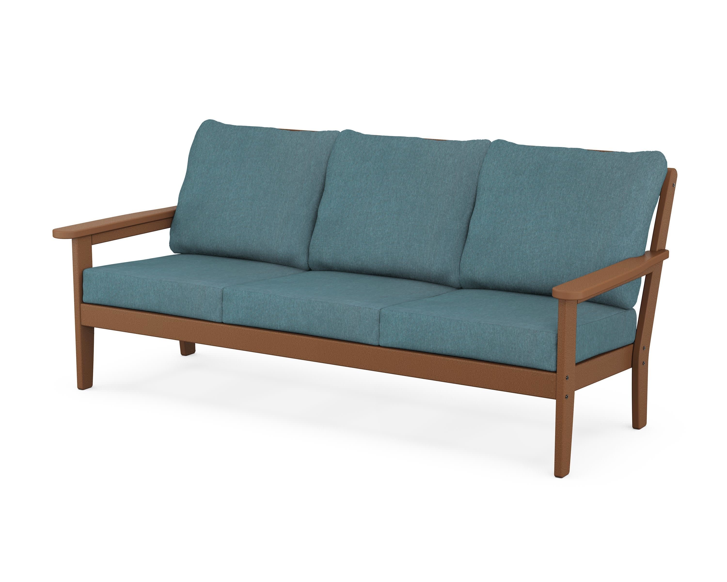 Cottage Deep Seating Sofa in Teak / Ocean Teal