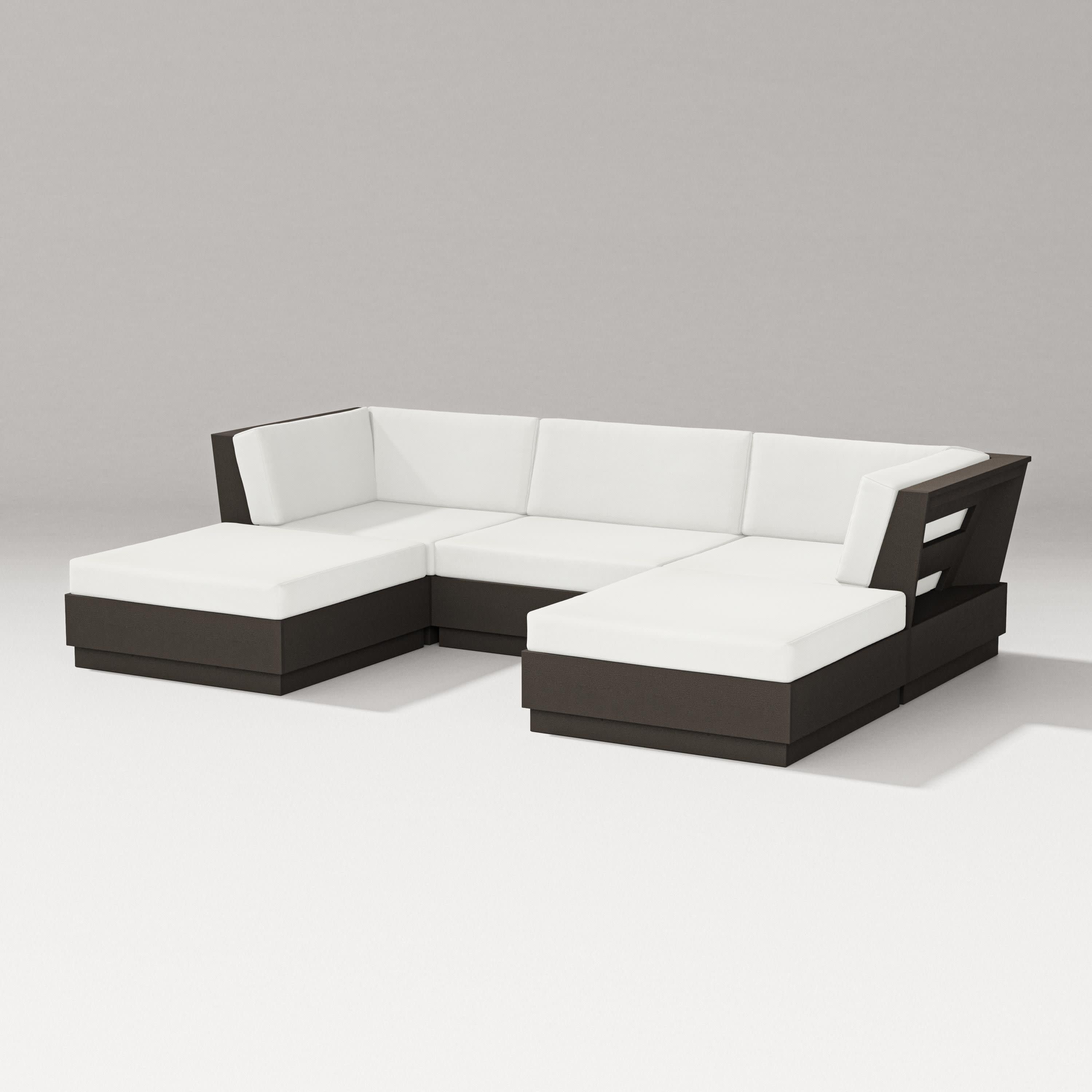 Elevate Double Chaise Sectional in Vintage Coffee / Natural Linen