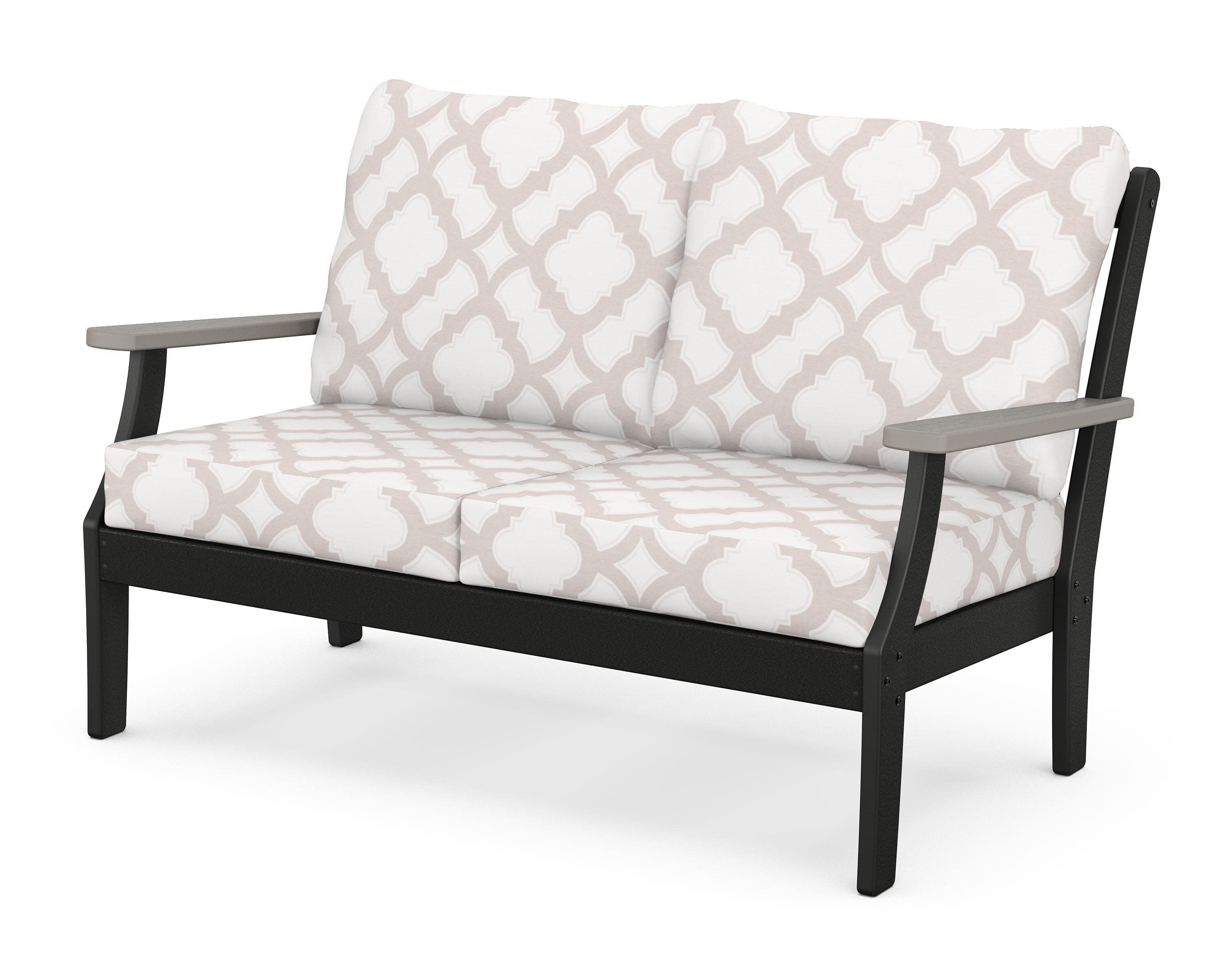 Braxton Deep Seating Loveseat in Black / Driftwood / Trellis Dune Burlap