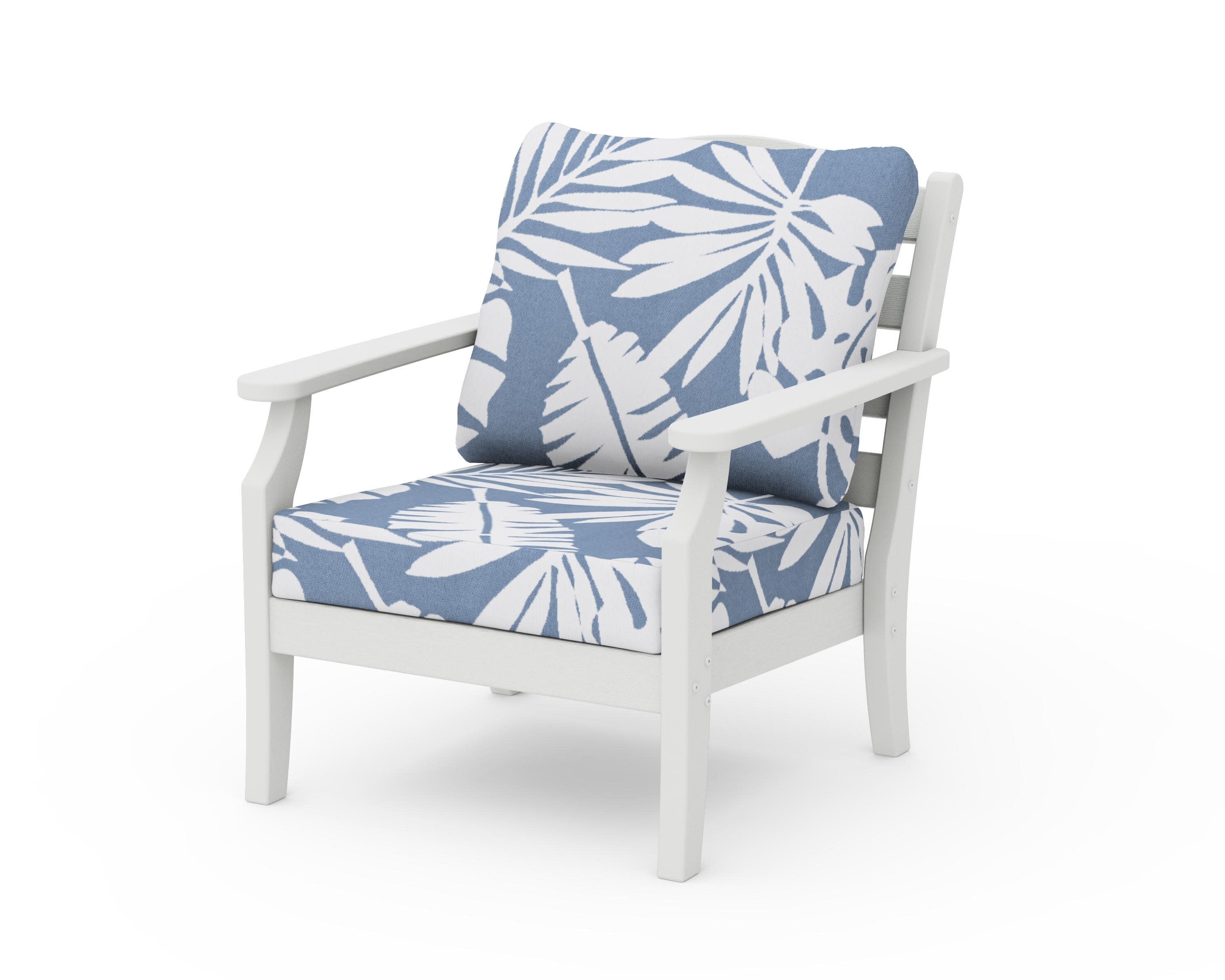 Savannah Deep Seating Chair in Vintage White / Leaf Sky Blue