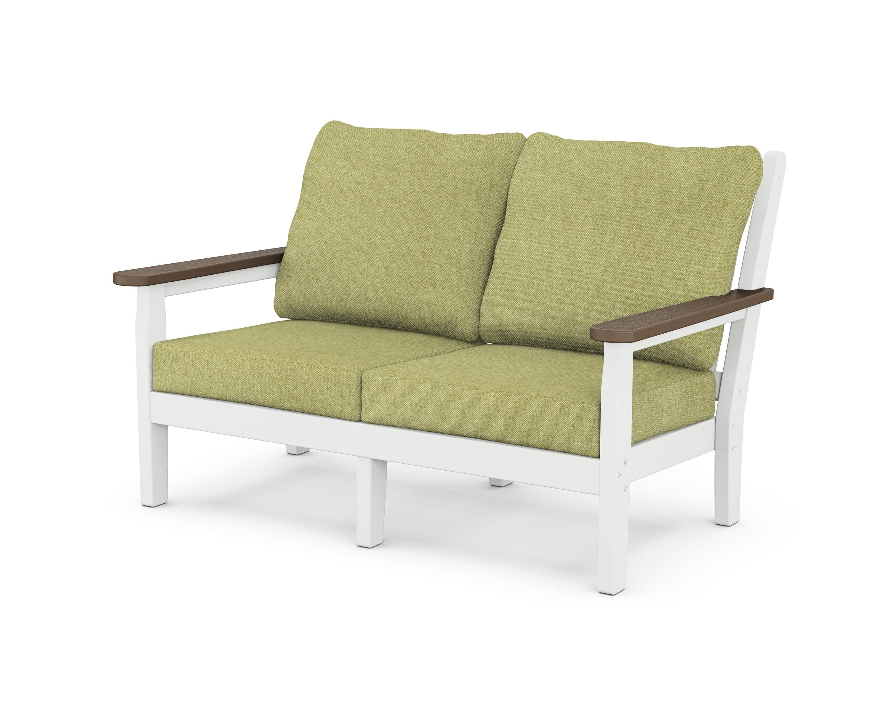 Chippendale Deep Seating Loveseat in White / Kona / Chartreuse Boucle