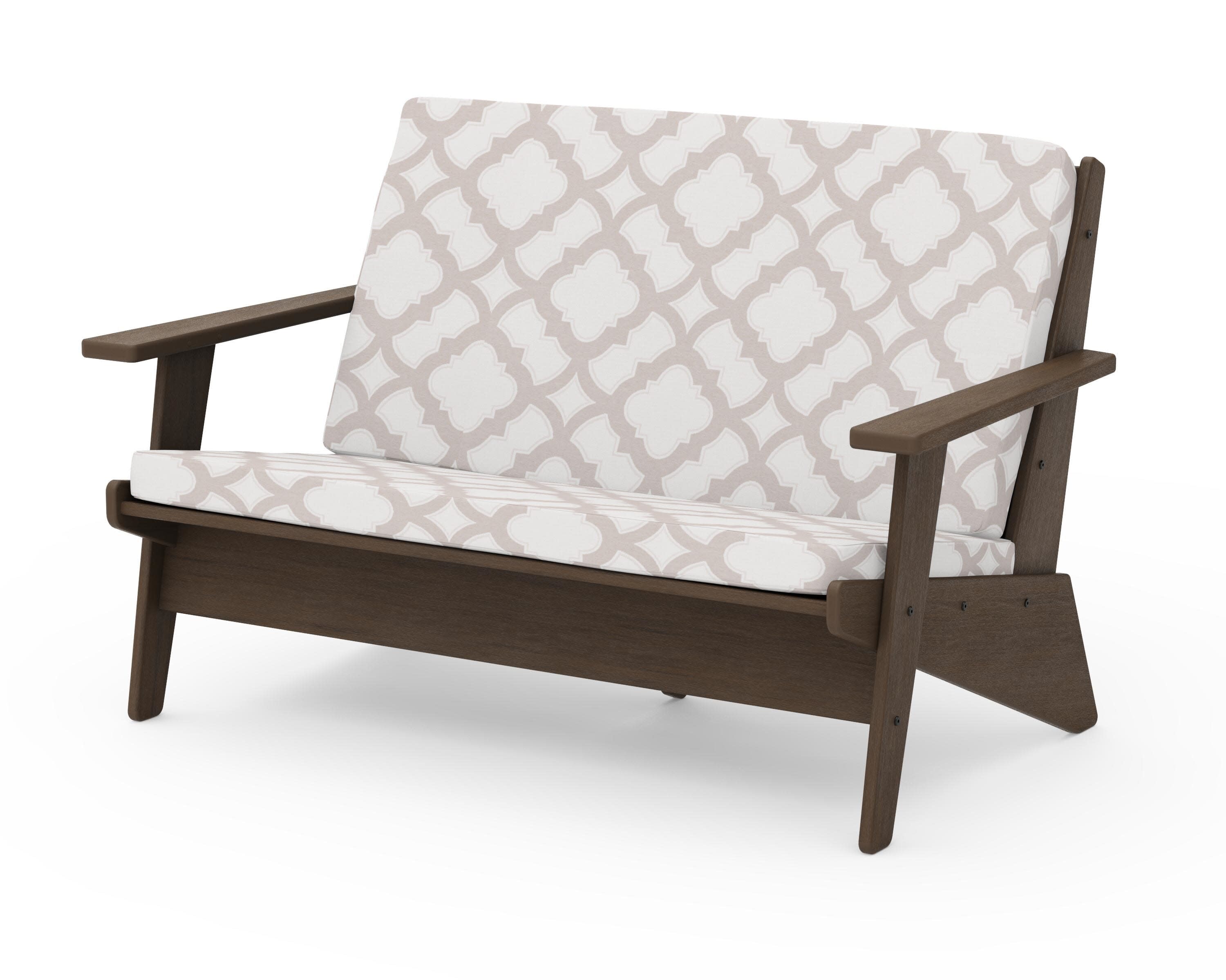 Riviera Modern Lounge Loveseat in Kona / Trellis Dune Burlap