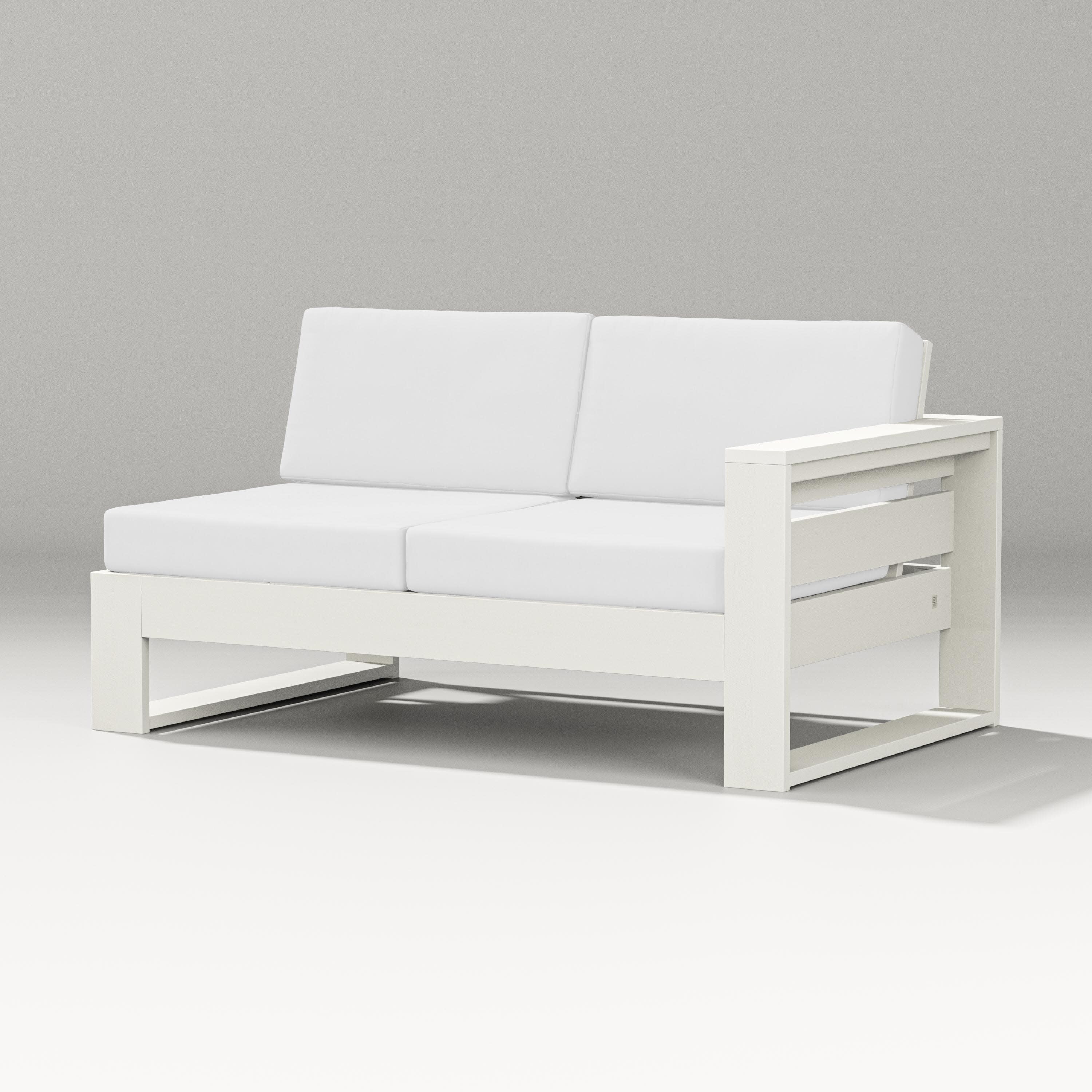 Latitude Modular Right Arm Loveseat in Vintage White / Natural