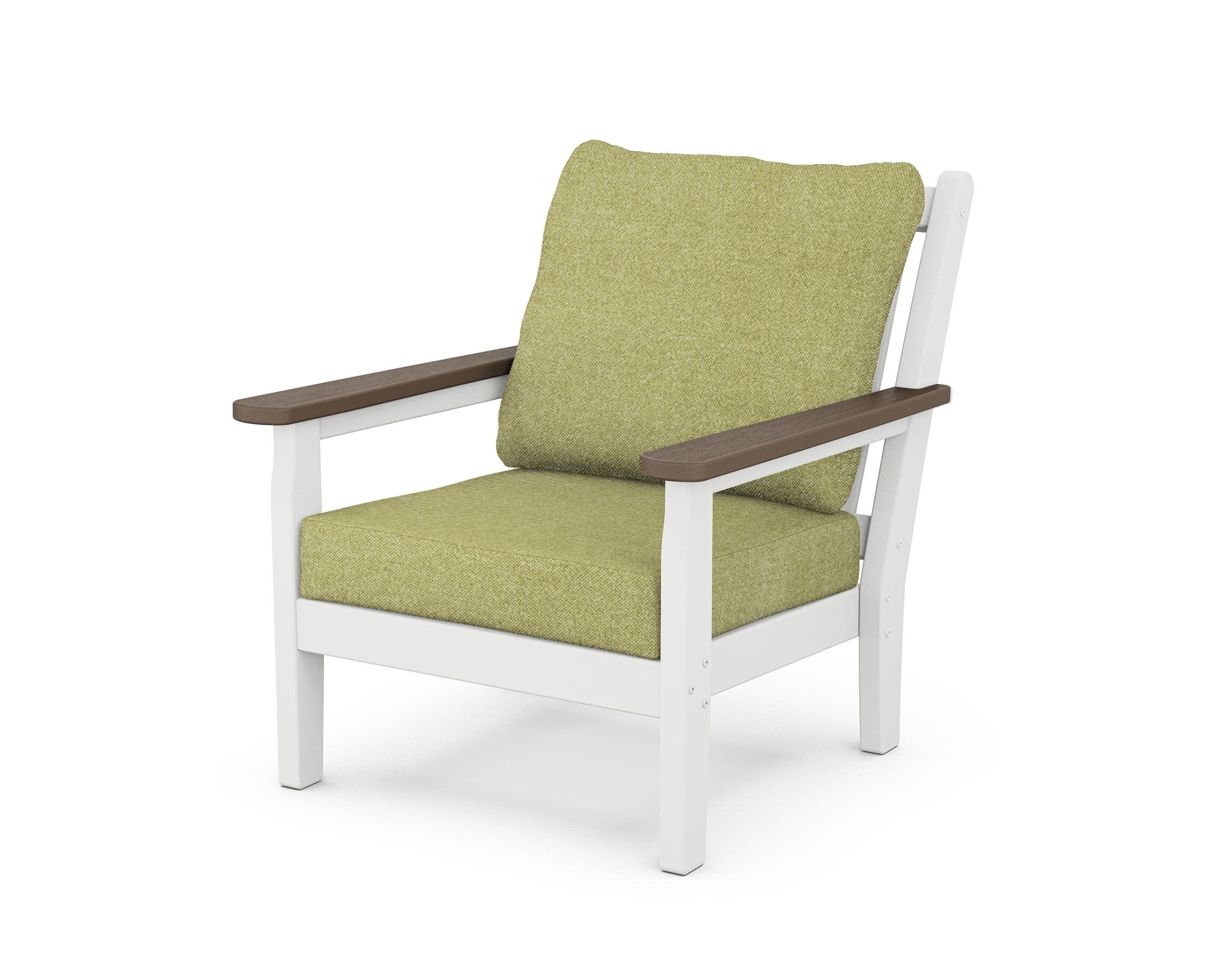 Chippendale Deep Seating Chair in White / Kona / Chartreuse Boucle