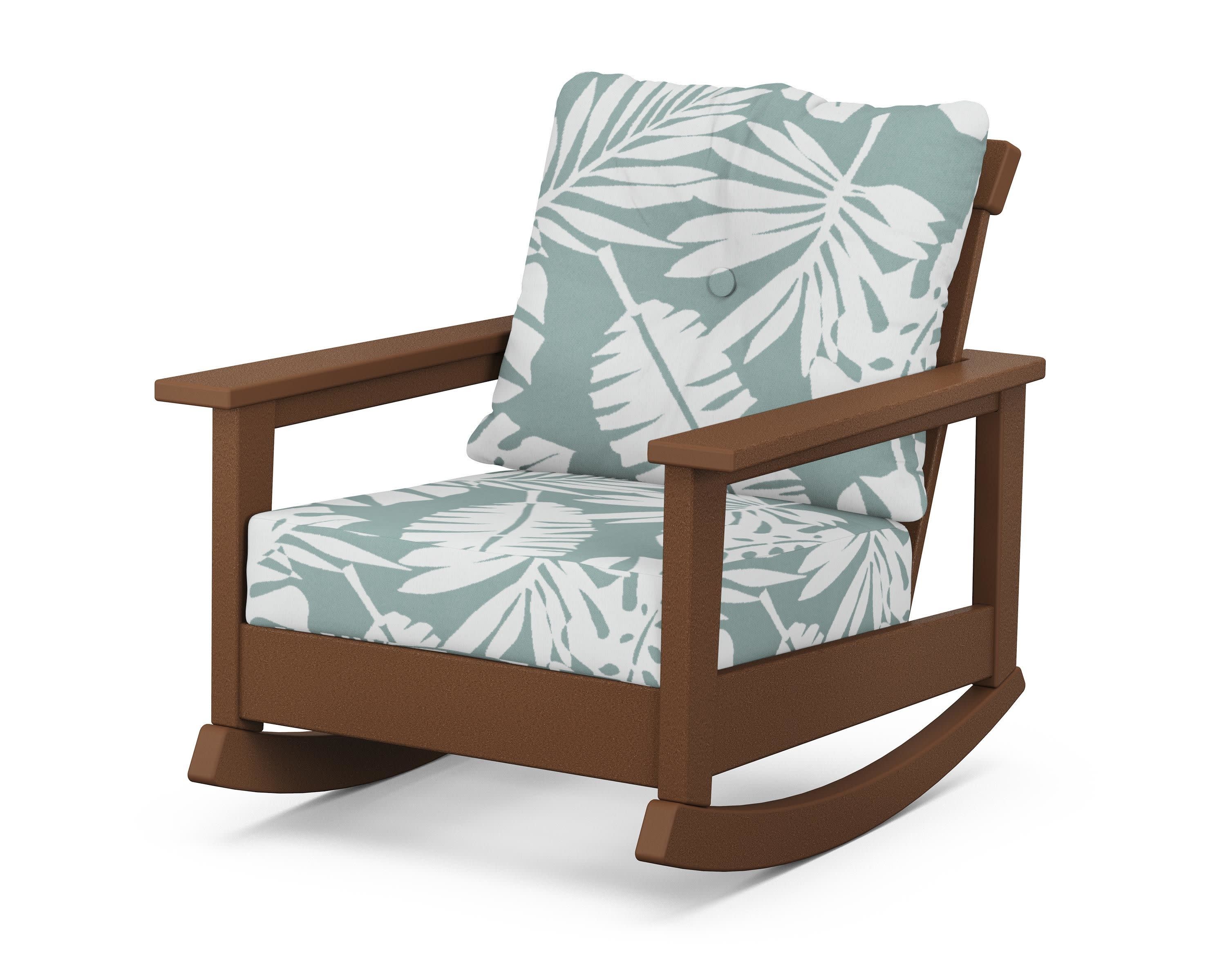 Prescott Deep Seating Rocking Chair in Teak / Leaf Glacier Spa