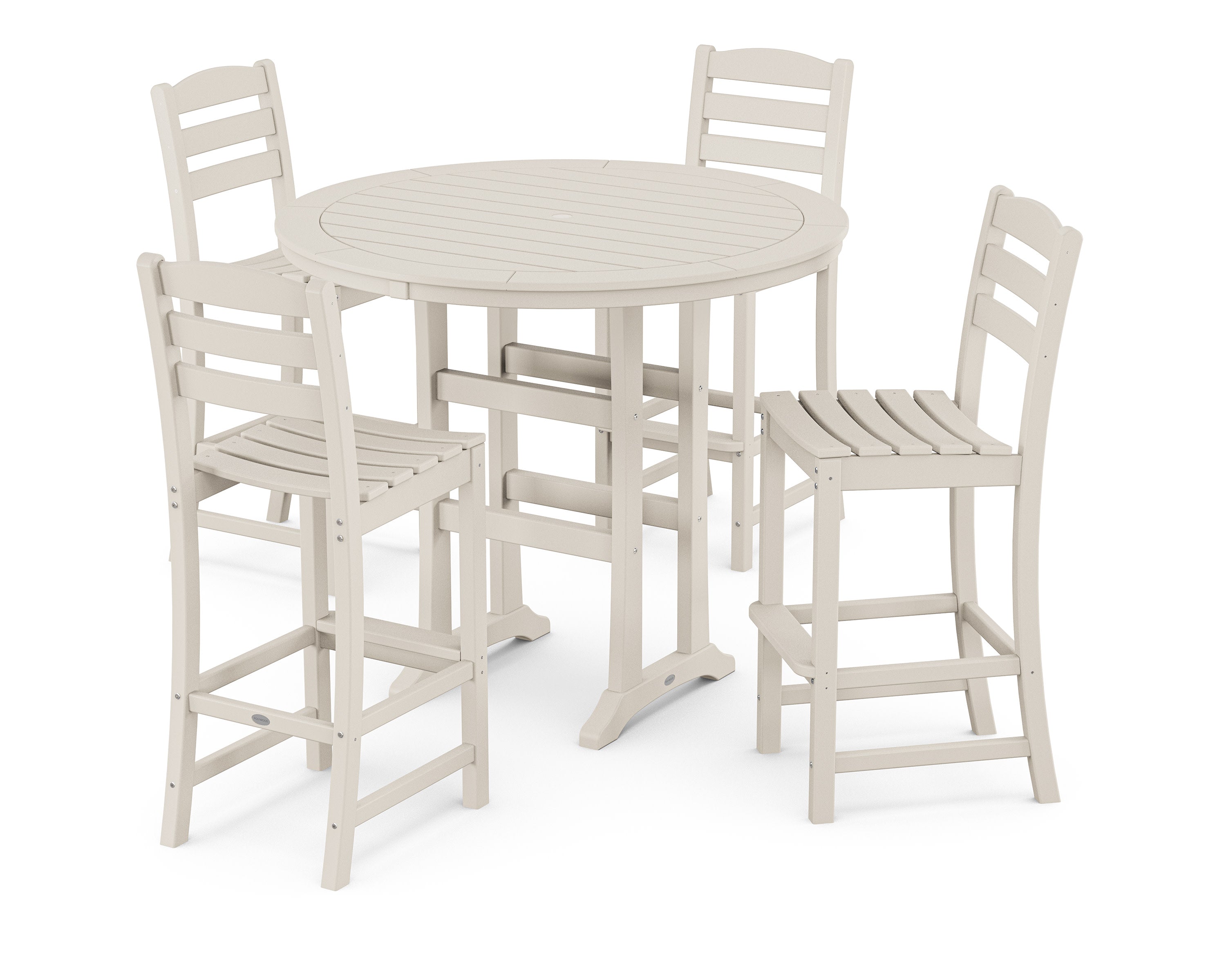 La Casa Caf 5-Piece Side Chair Bar Dining Set in Sand