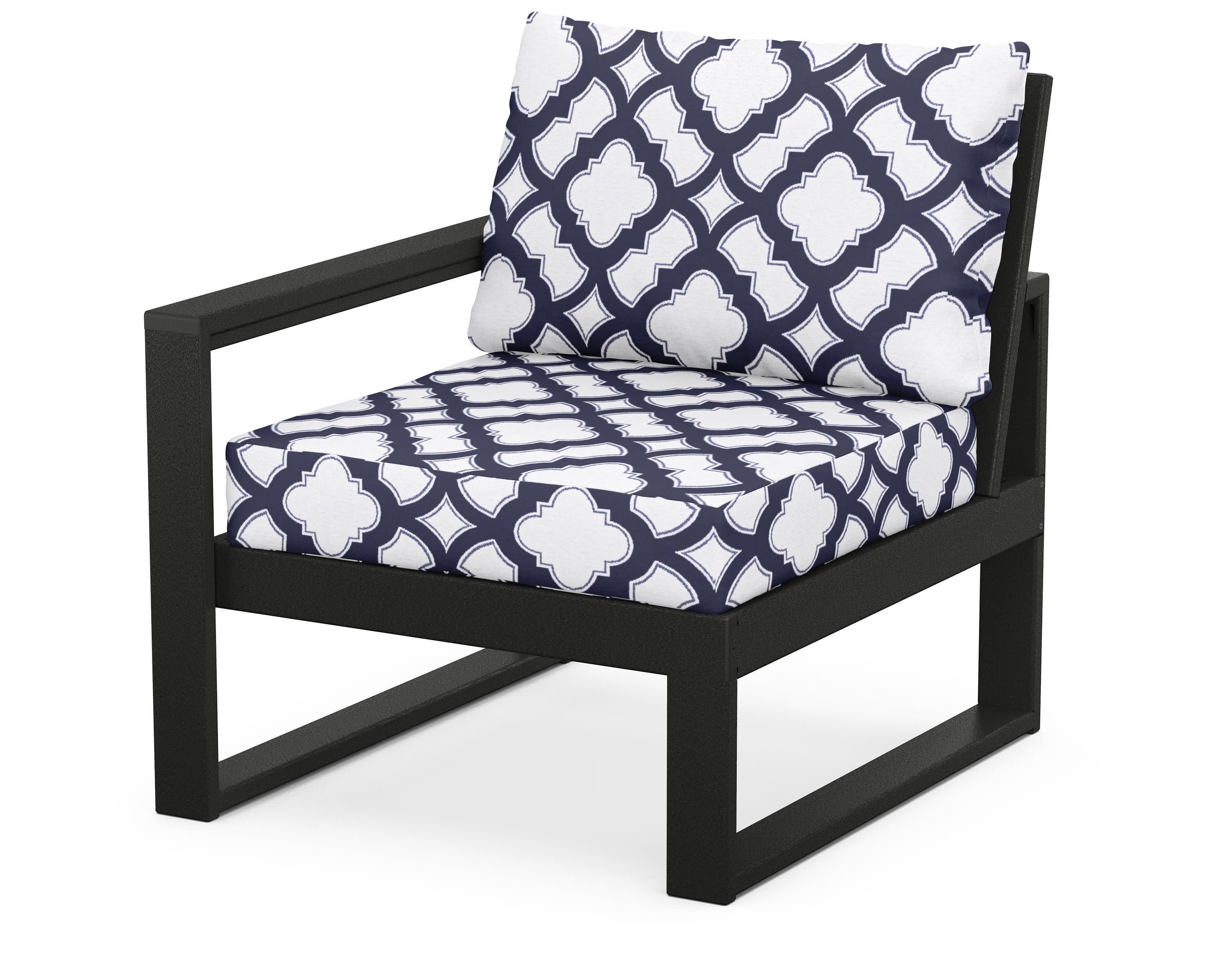 EDGE Modular Left Arm Chair in Black / Trellis Navy