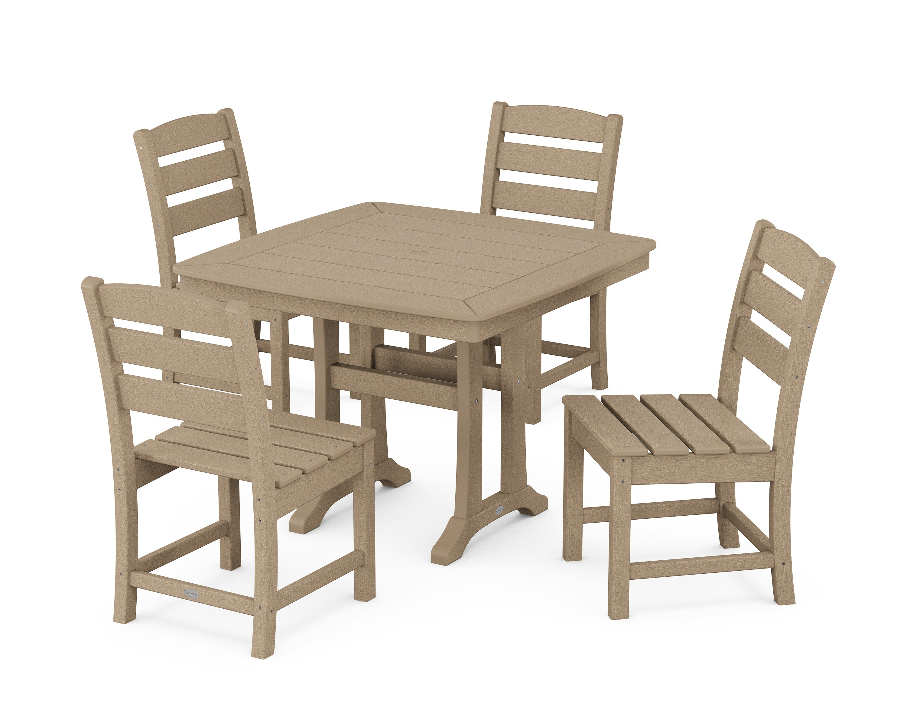 Lakeside Side Chair 5-Piece Dining Set with Trestle Legs in Vintage Sahara
