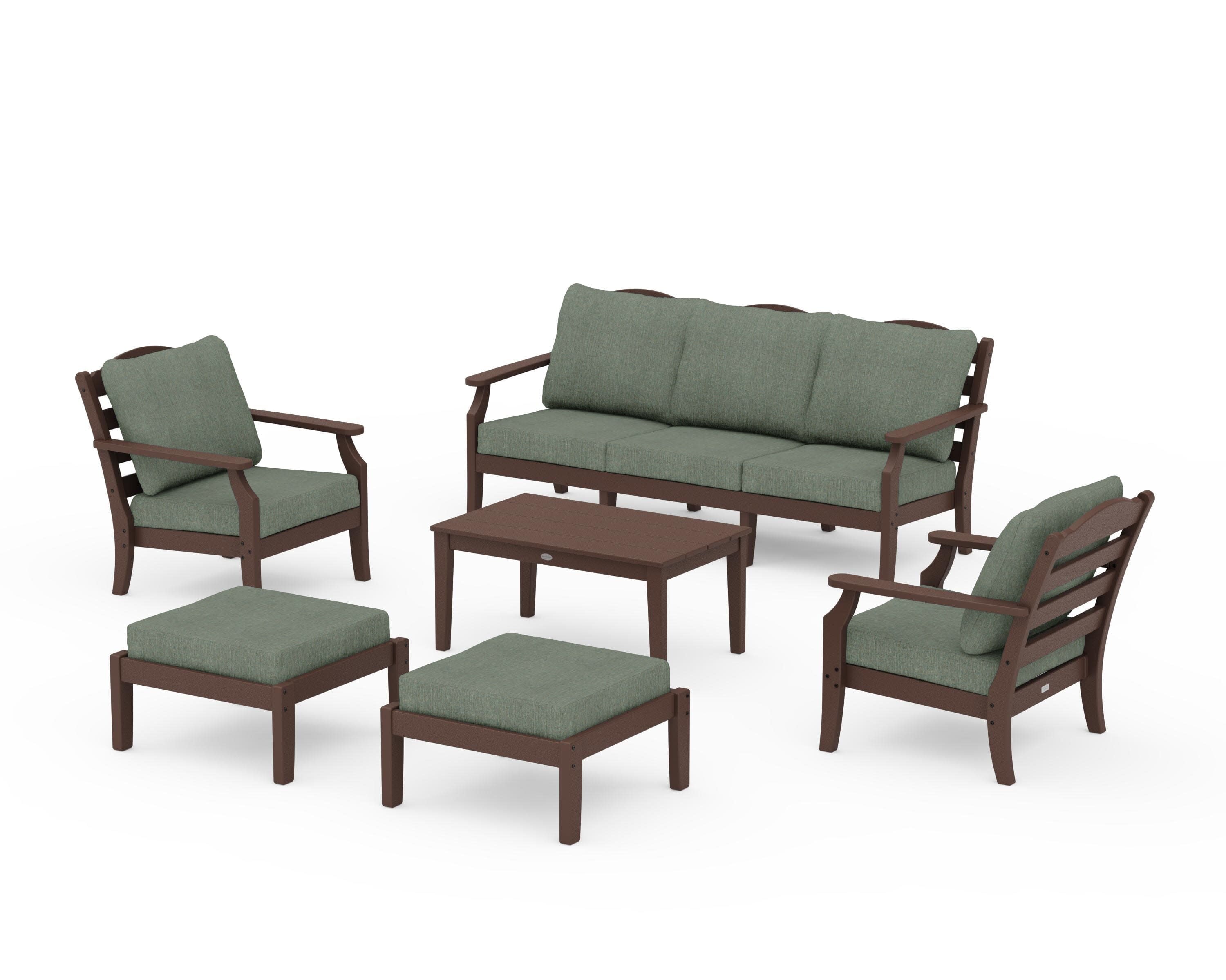 Savannah 6-Piece Lounge Sofa Set in Mahogany / Cast Sage