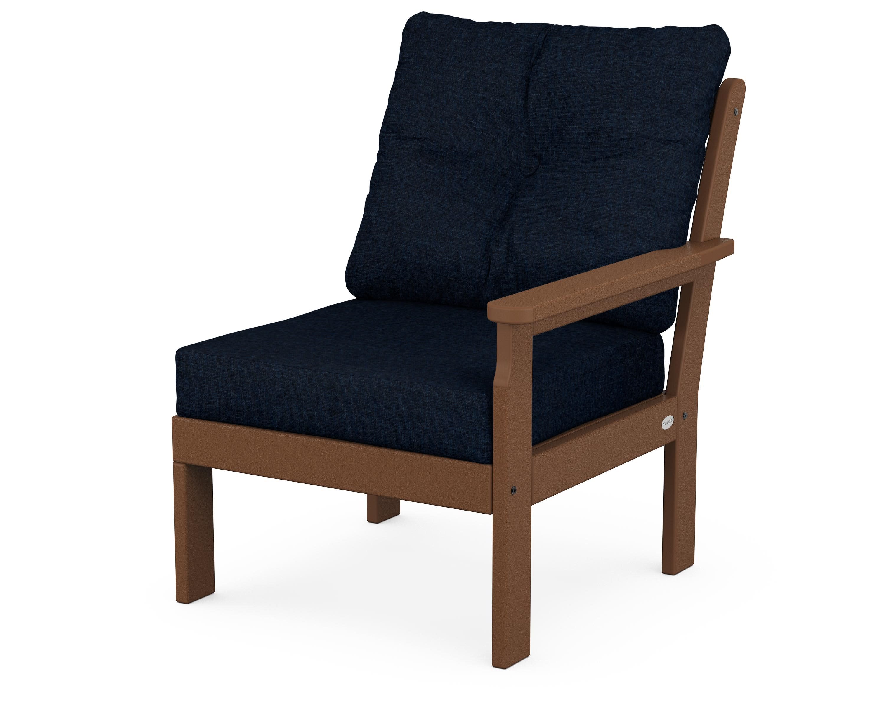 Vineyard Modular Right Arm Chair in Teak / Marine Indigo