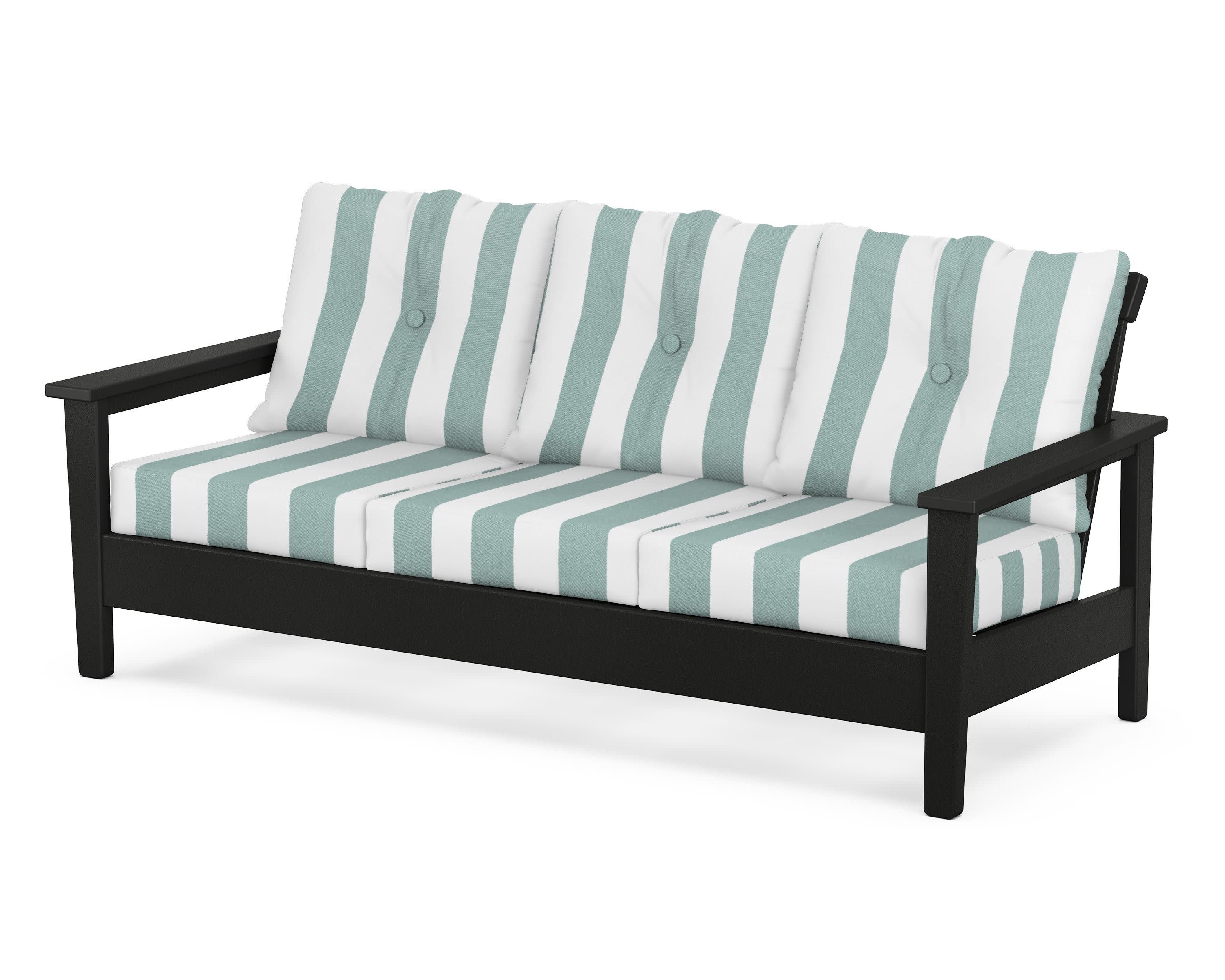 Prescott Deep Seating Sofa in Black / Cabana Stripe Glacier Spa