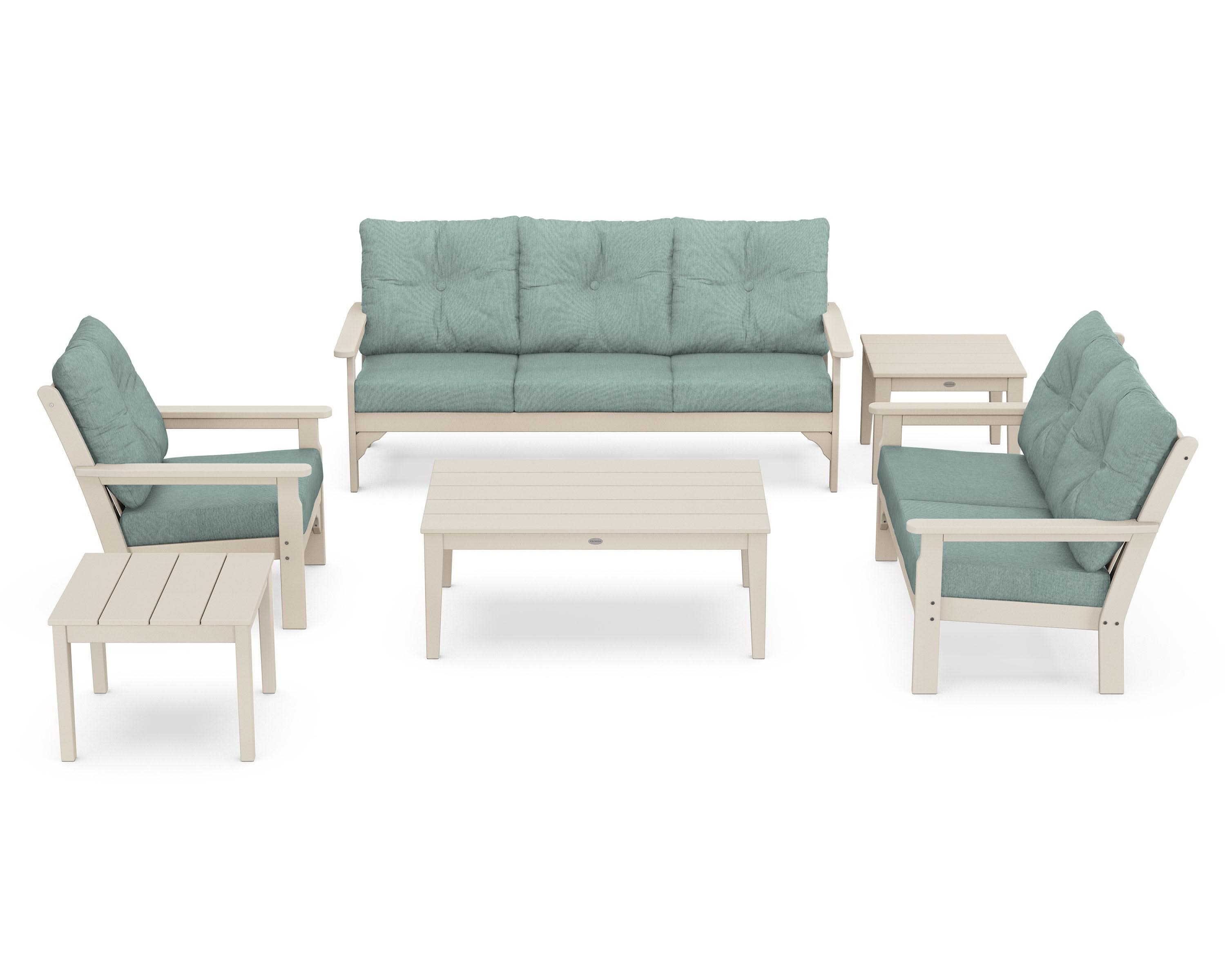 Vineyard 6-Piece Deep Seating Set in Sand / Glacier Spa