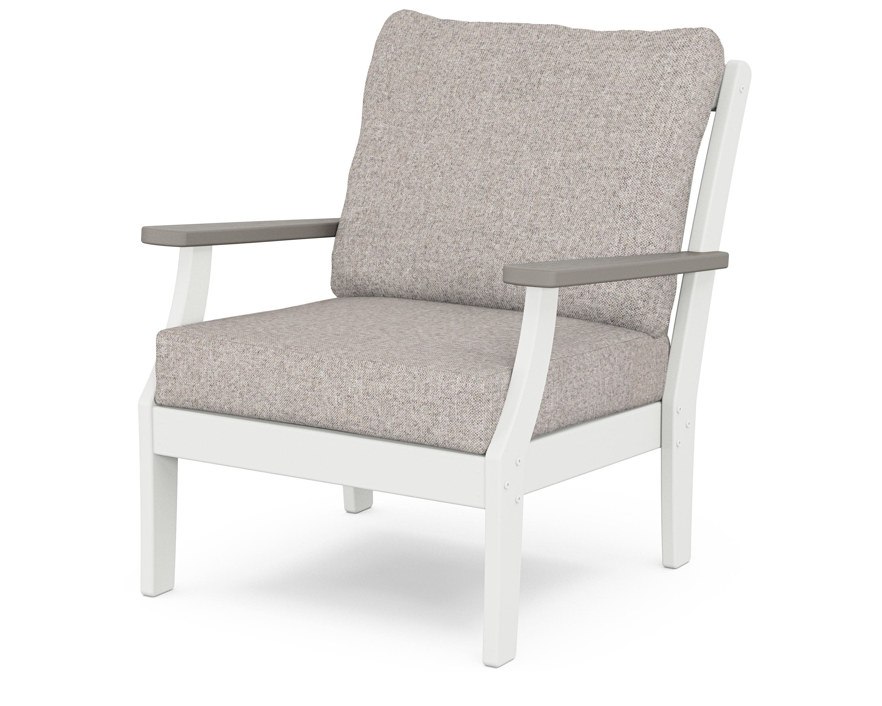 Braxton Deep Seating Chair in White / Driftwood / Weathered Tweed