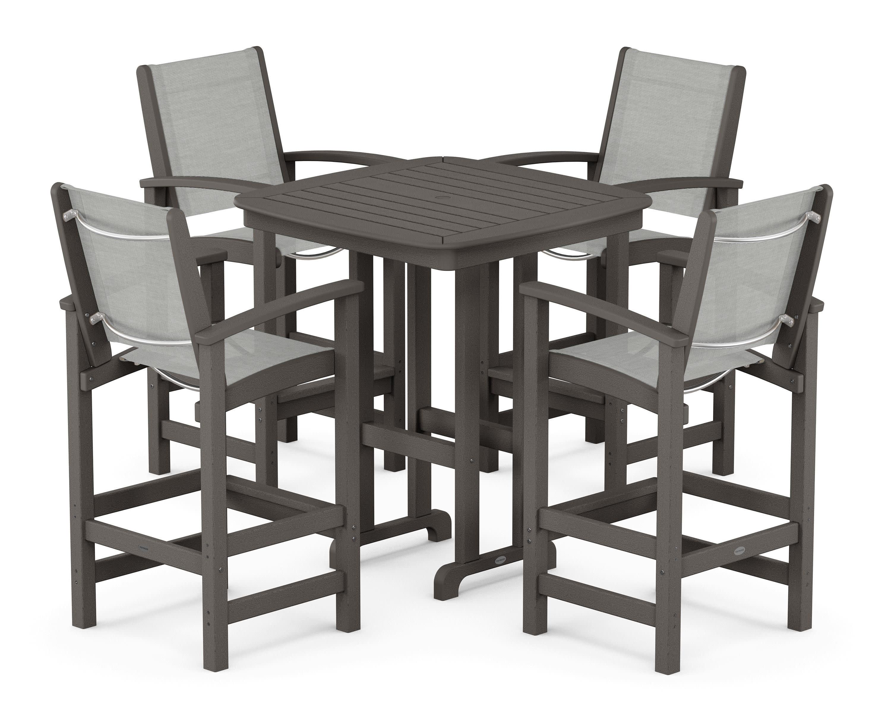 Coastal 5-Piece Bar Set in Vintage Coffee / Metallic Sling