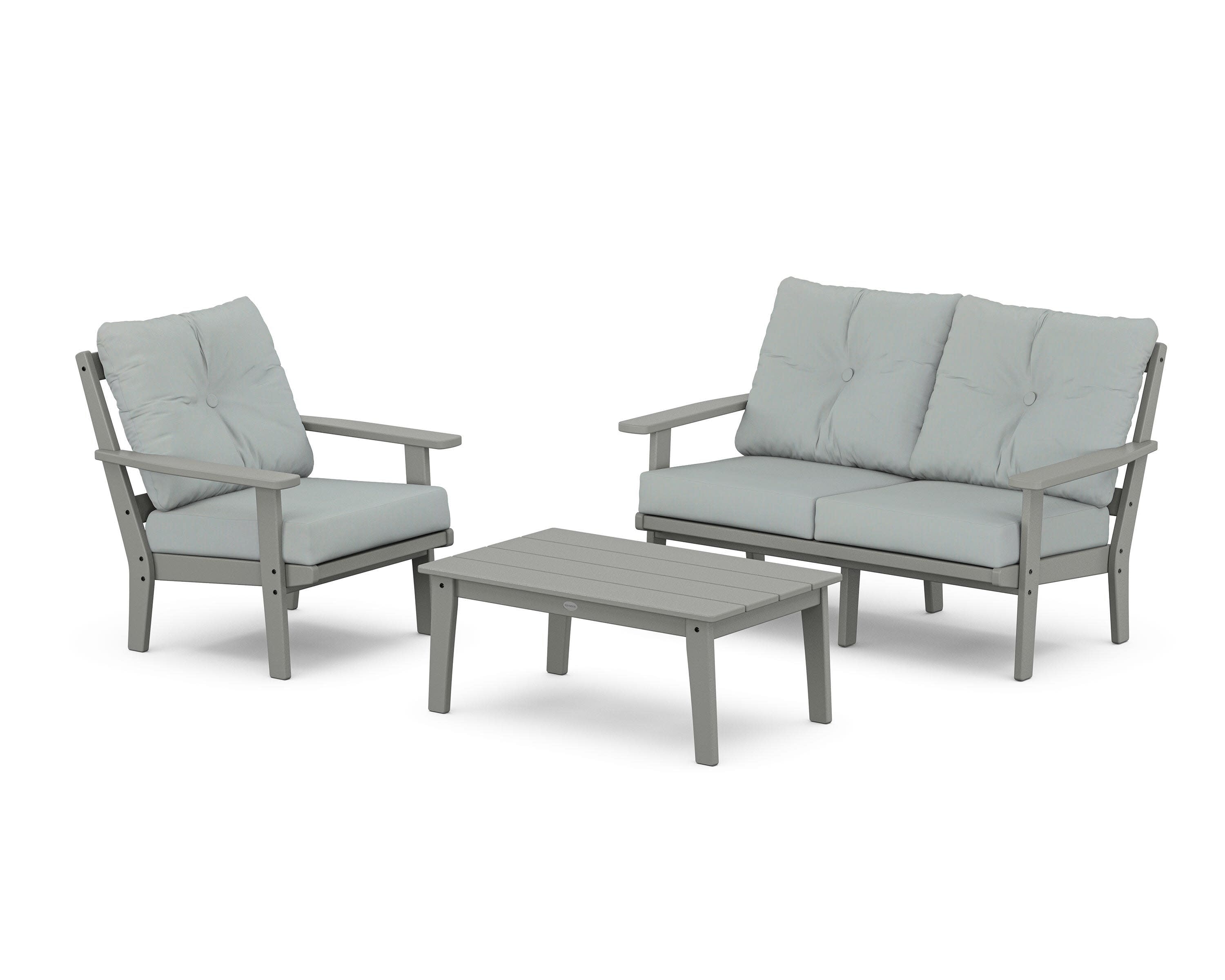 Prairie 3-Piece Deep Seating Set with Loveseat in Slate Grey / Spa