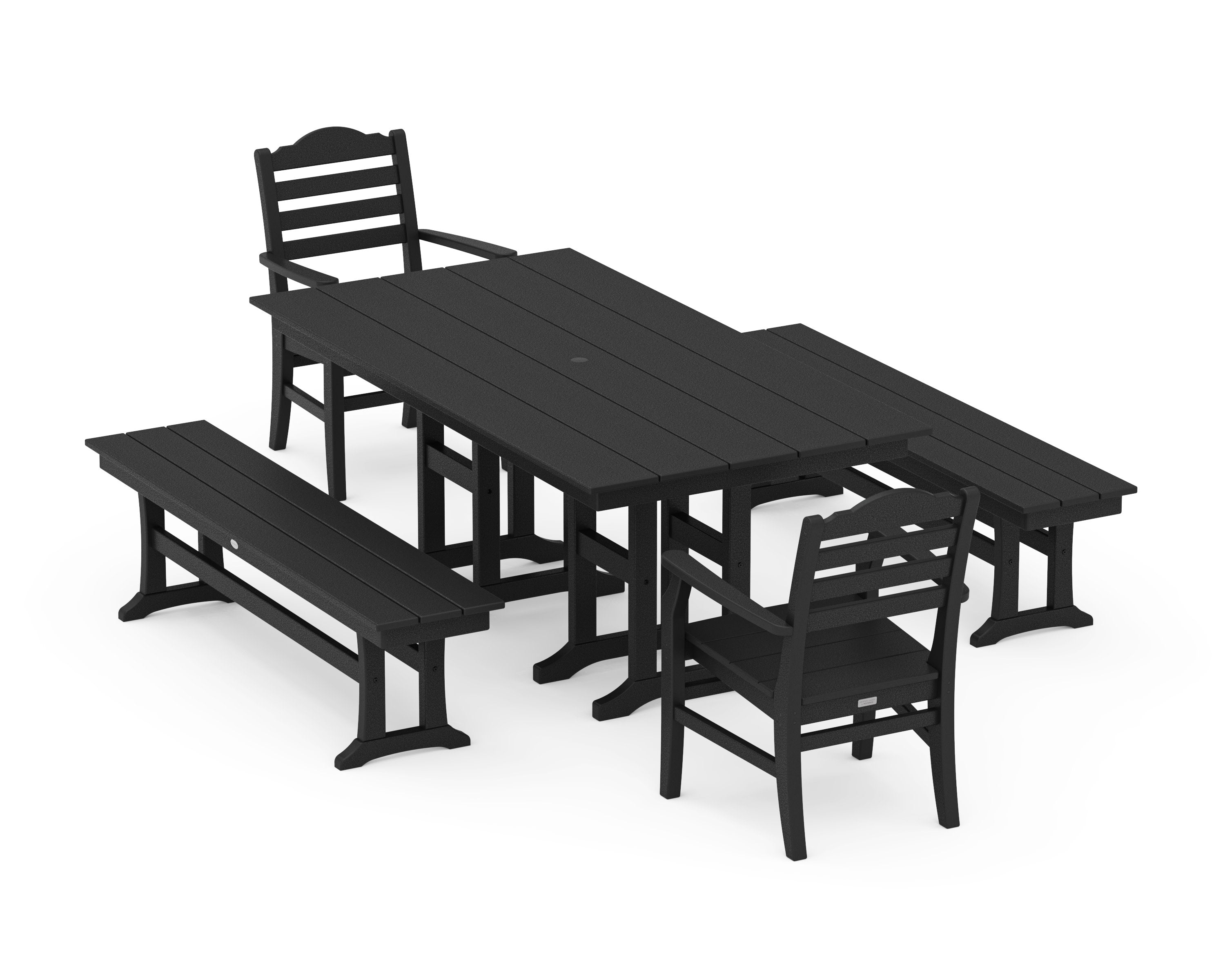 Savannah 5-Piece Farmhouse Dining Set with Benches in Black