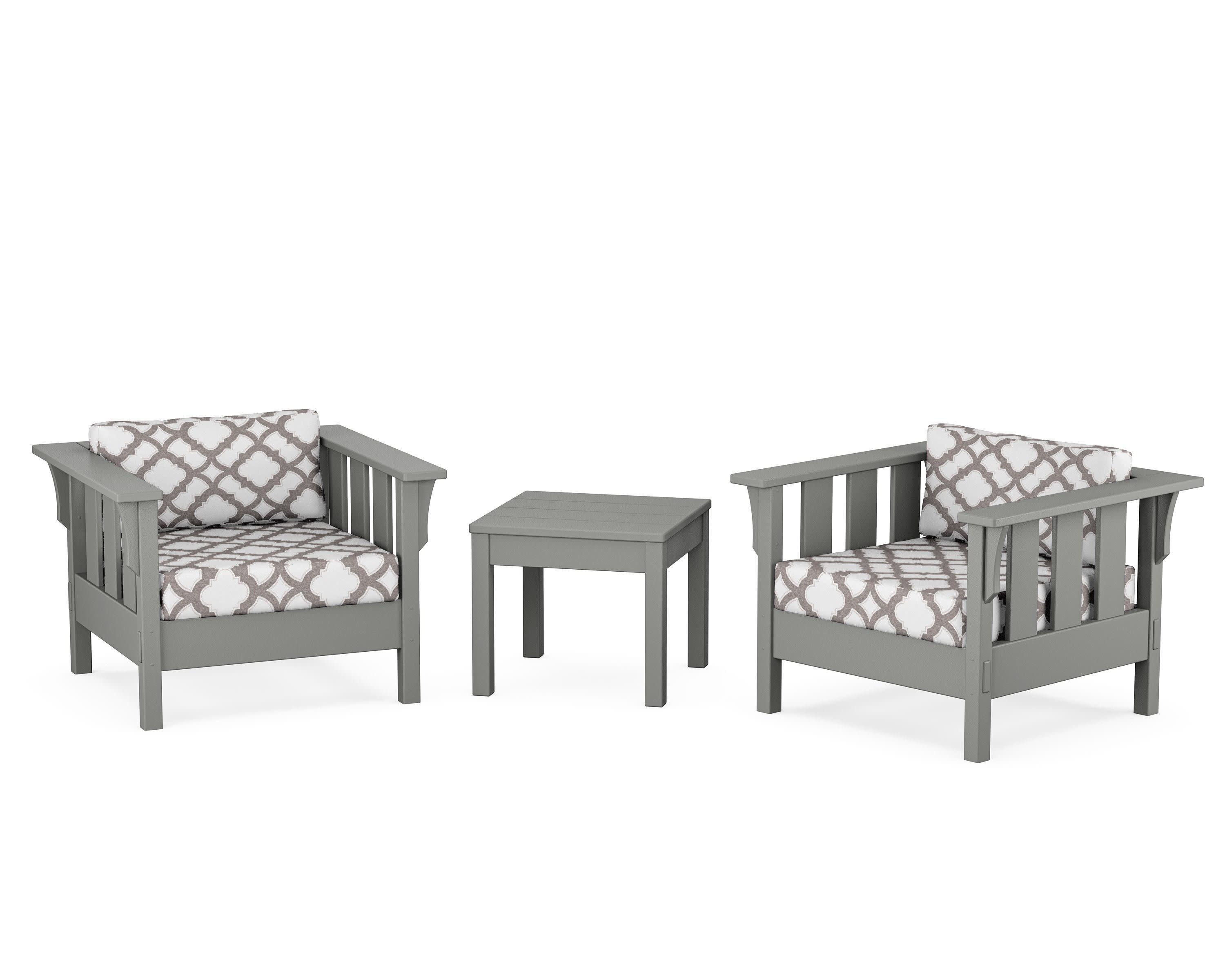 Acadia 3-Piece Deep Seating Set in Slate Grey / Trellis Grey Mist