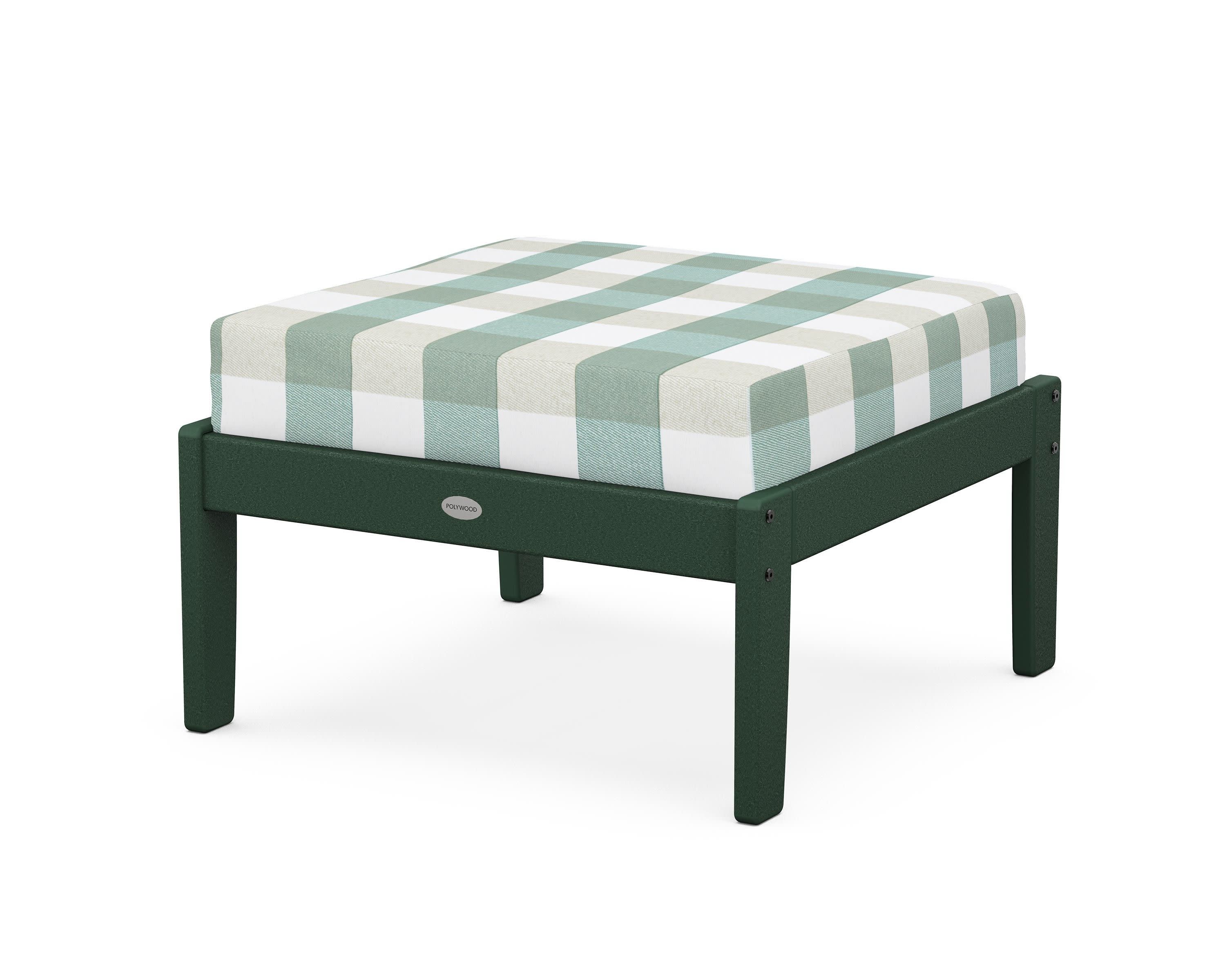 Braxton Deep Seating Ottoman in Green / Buffalo Plaid Glacier Spa