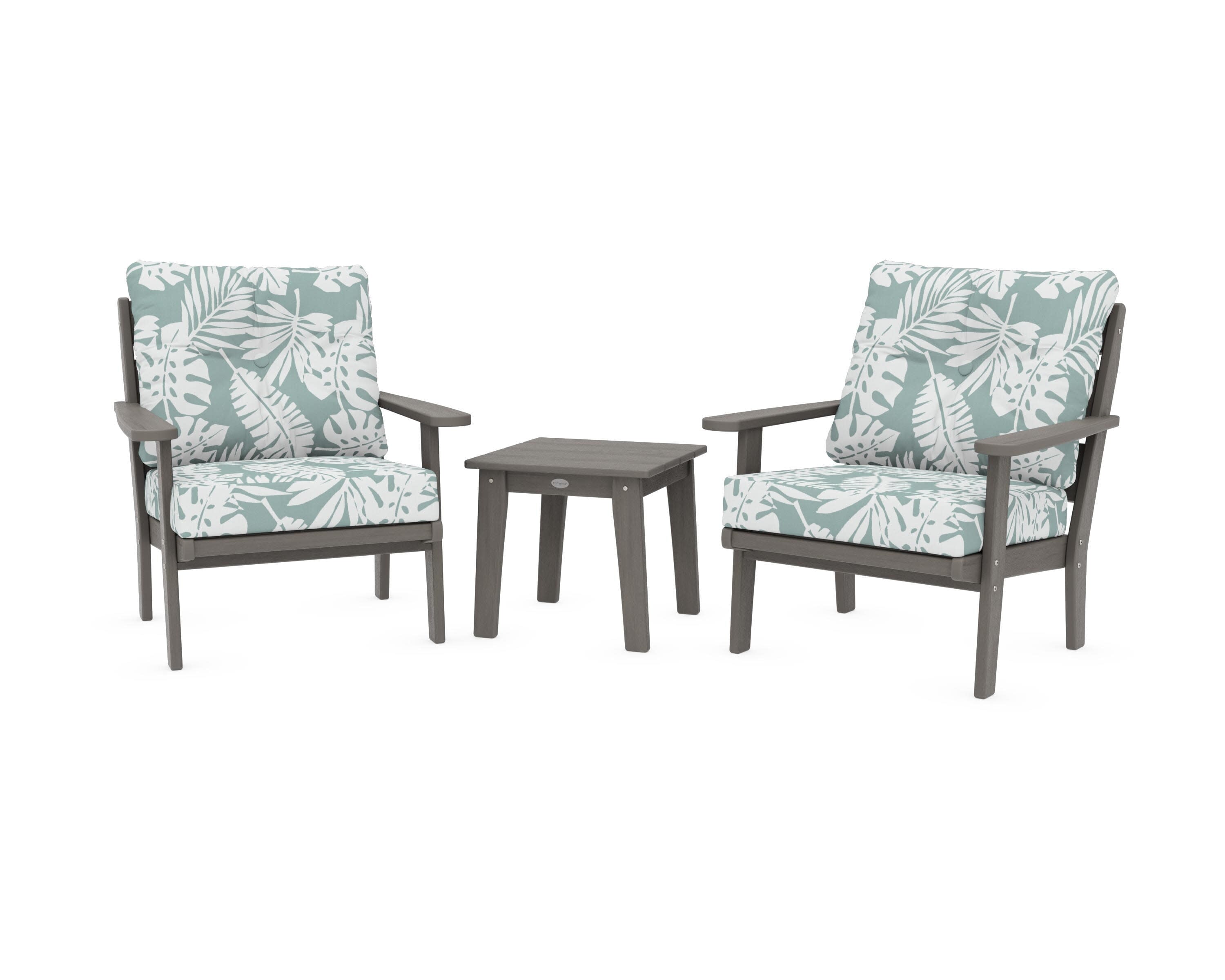 Lakeside 3-Piece Deep Seating Chair Set in Driftwood / Leaf Glacier Spa