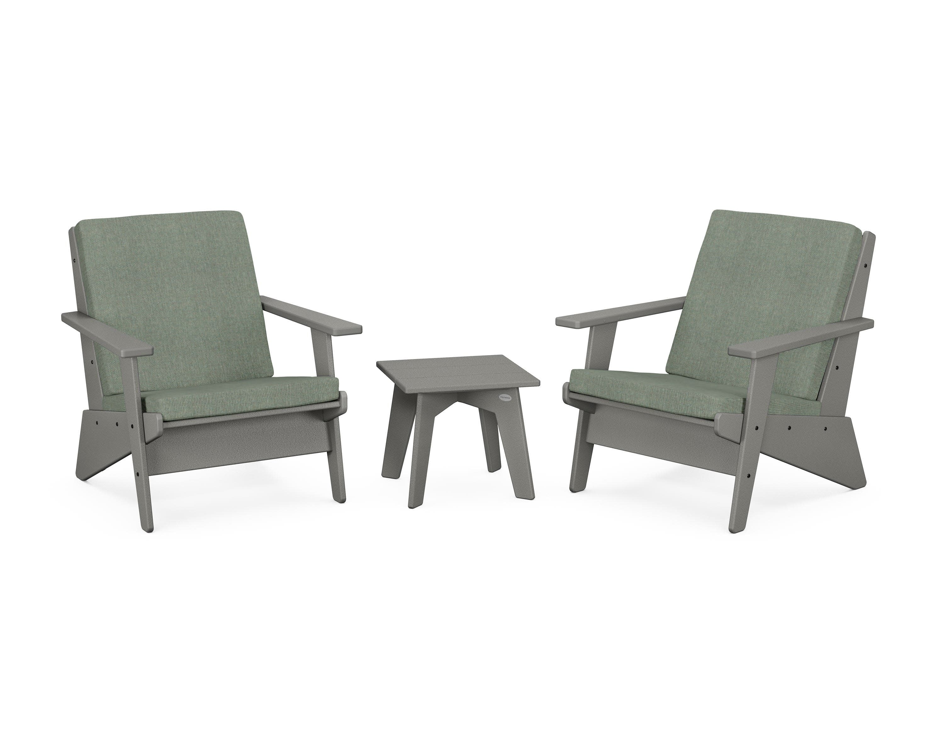 Riviera Modern Lounge 3-Piece Set in Slate Grey / Cast Sage