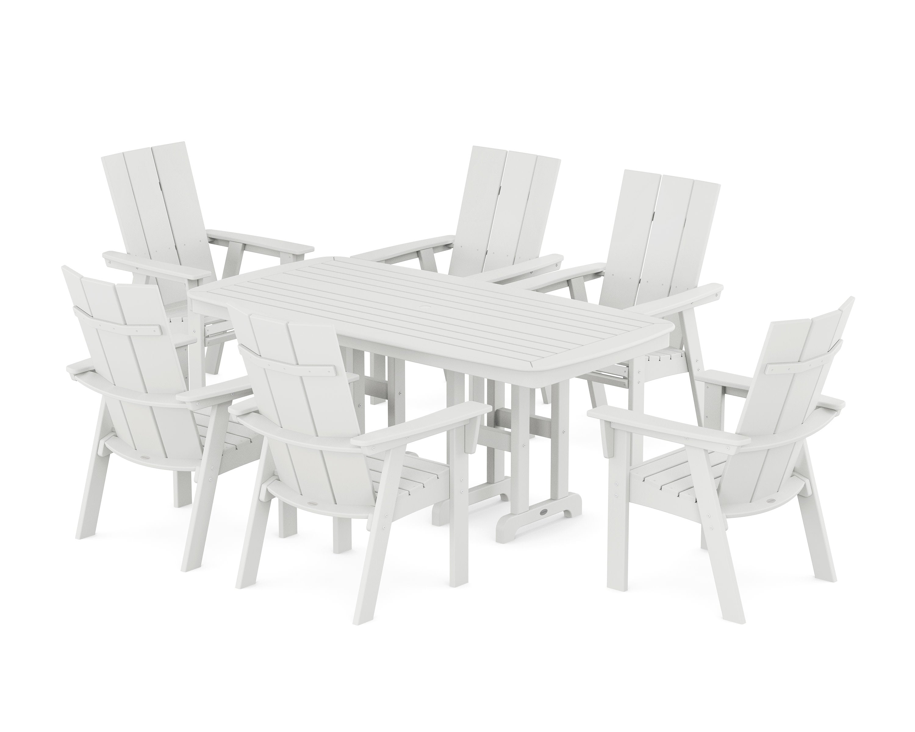 Modern Curveback Adirondack 7-Piece Dining Set in White
