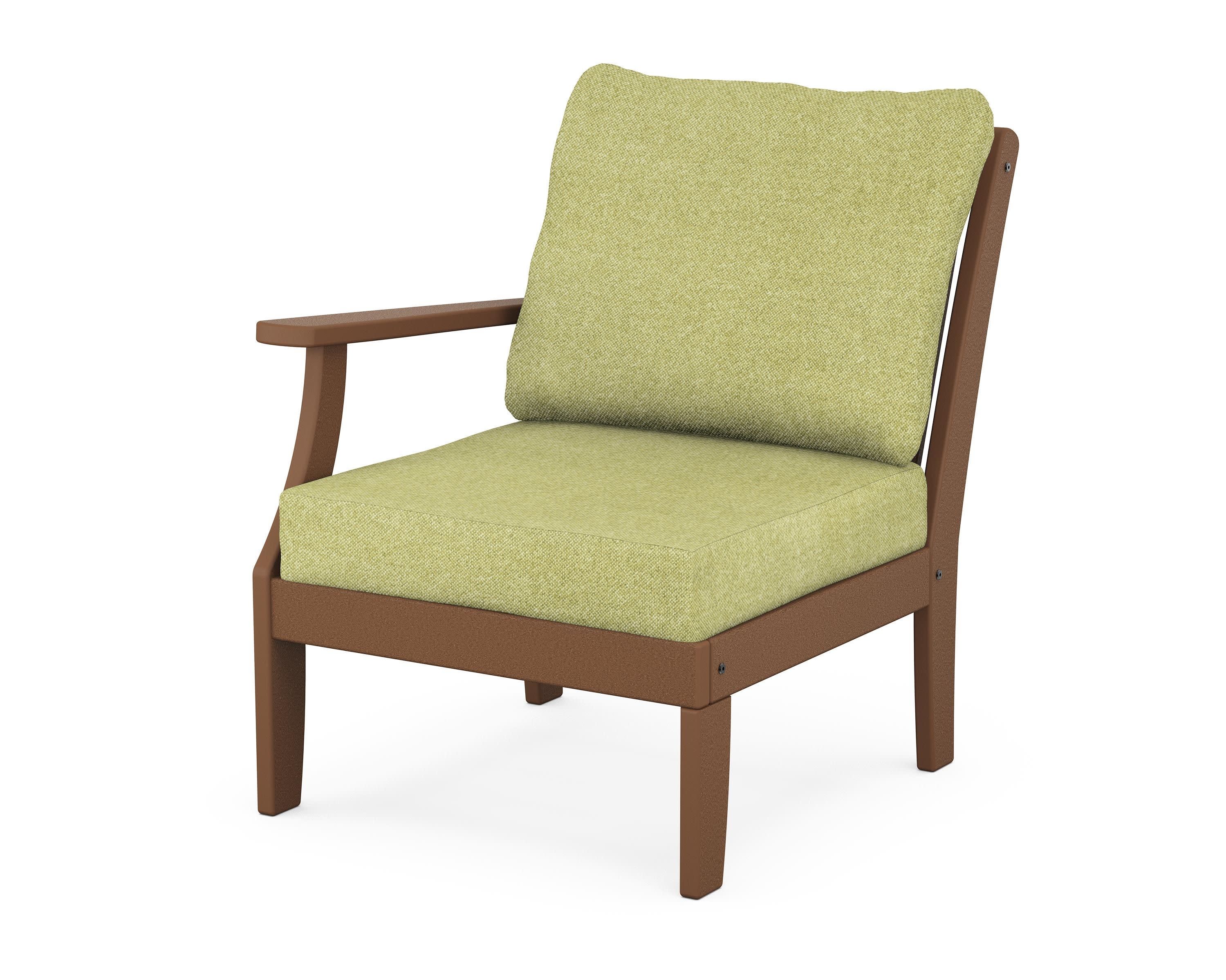 Braxton Modular Left Arm Chair in Teak / Chartreuse Boucle
