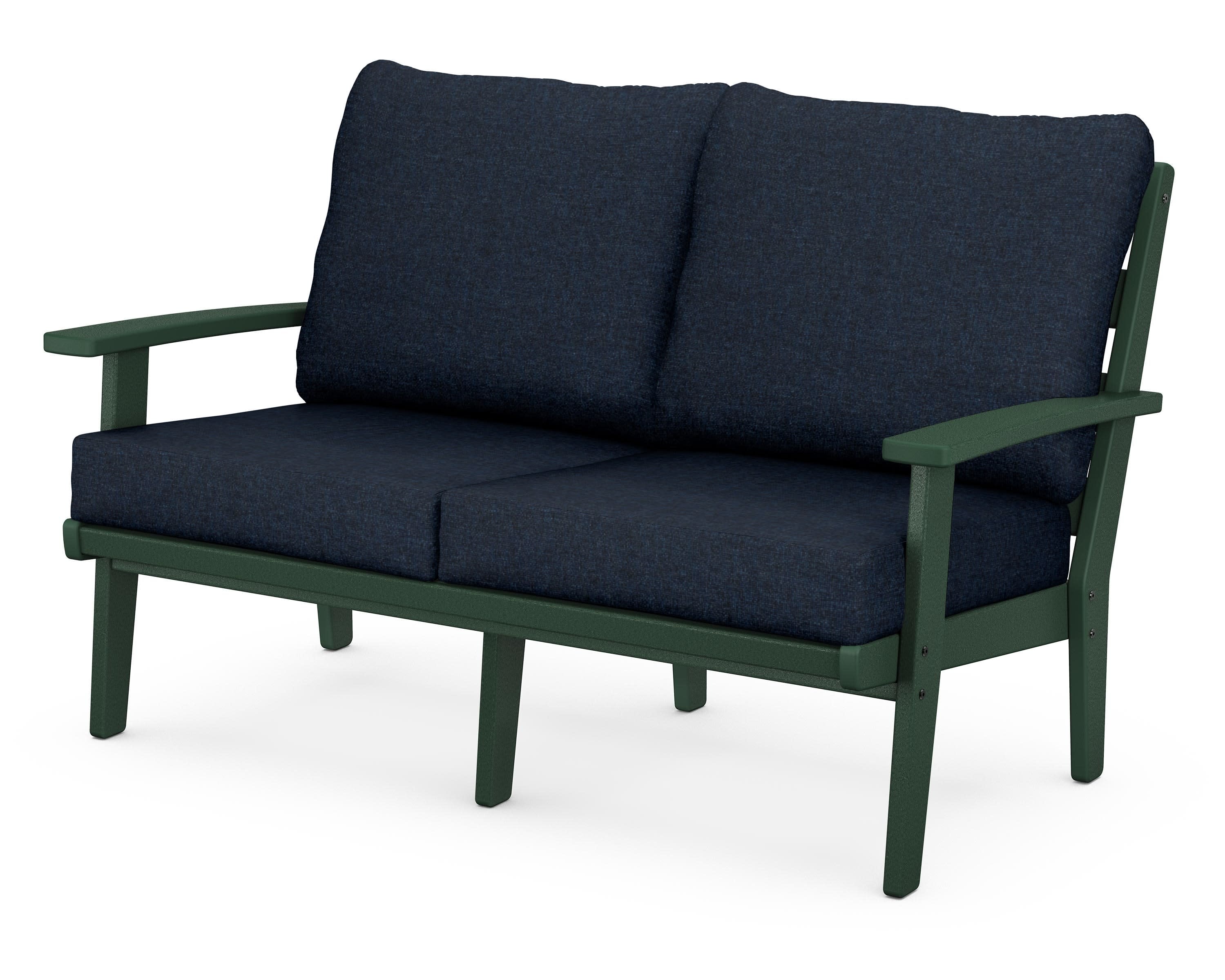 Grant Park Deep Seating Loveseat in Green / Marine Indigo