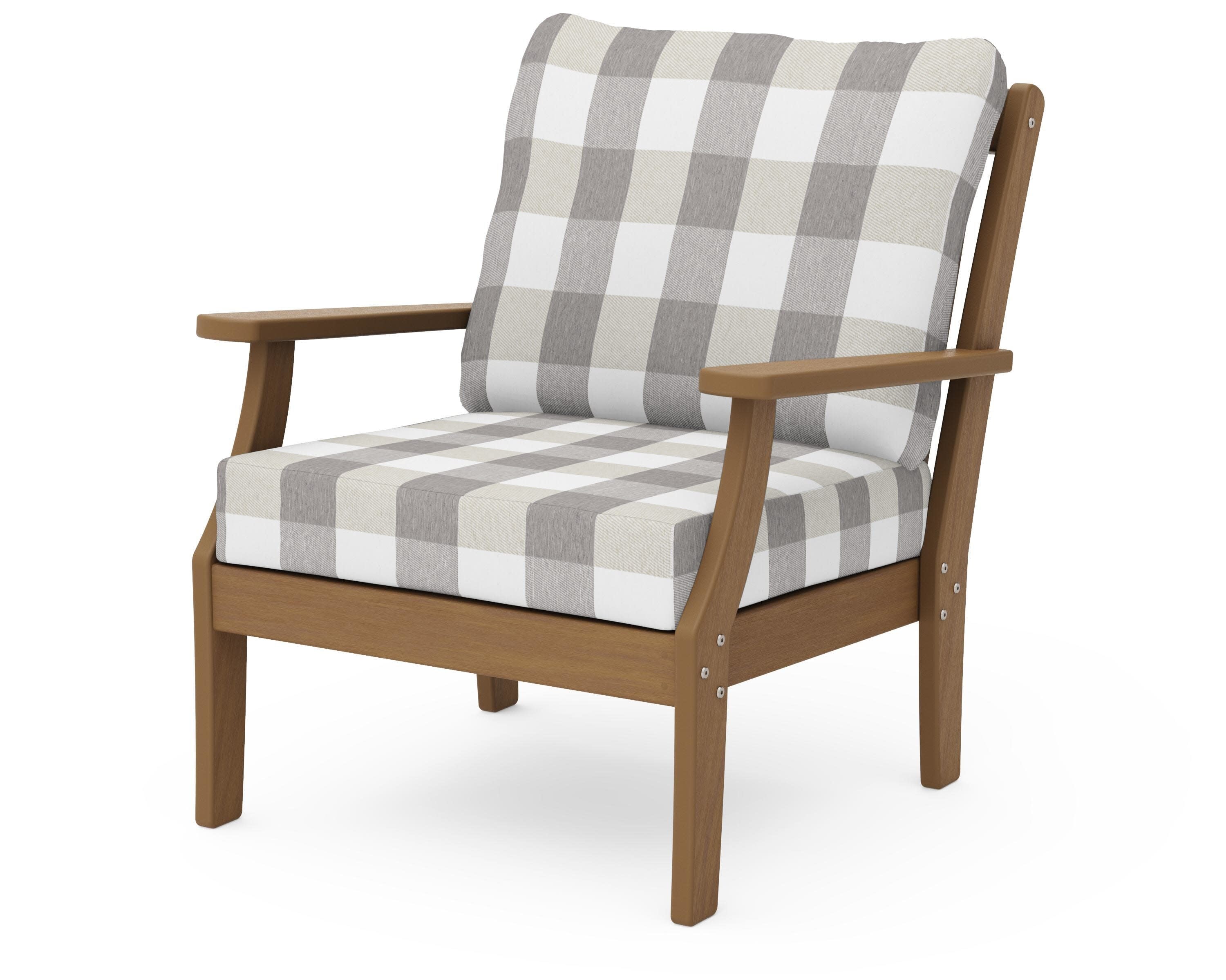 Braxton Deep Seating Chair in Natural / Buffalo Plaid Grey Mist
