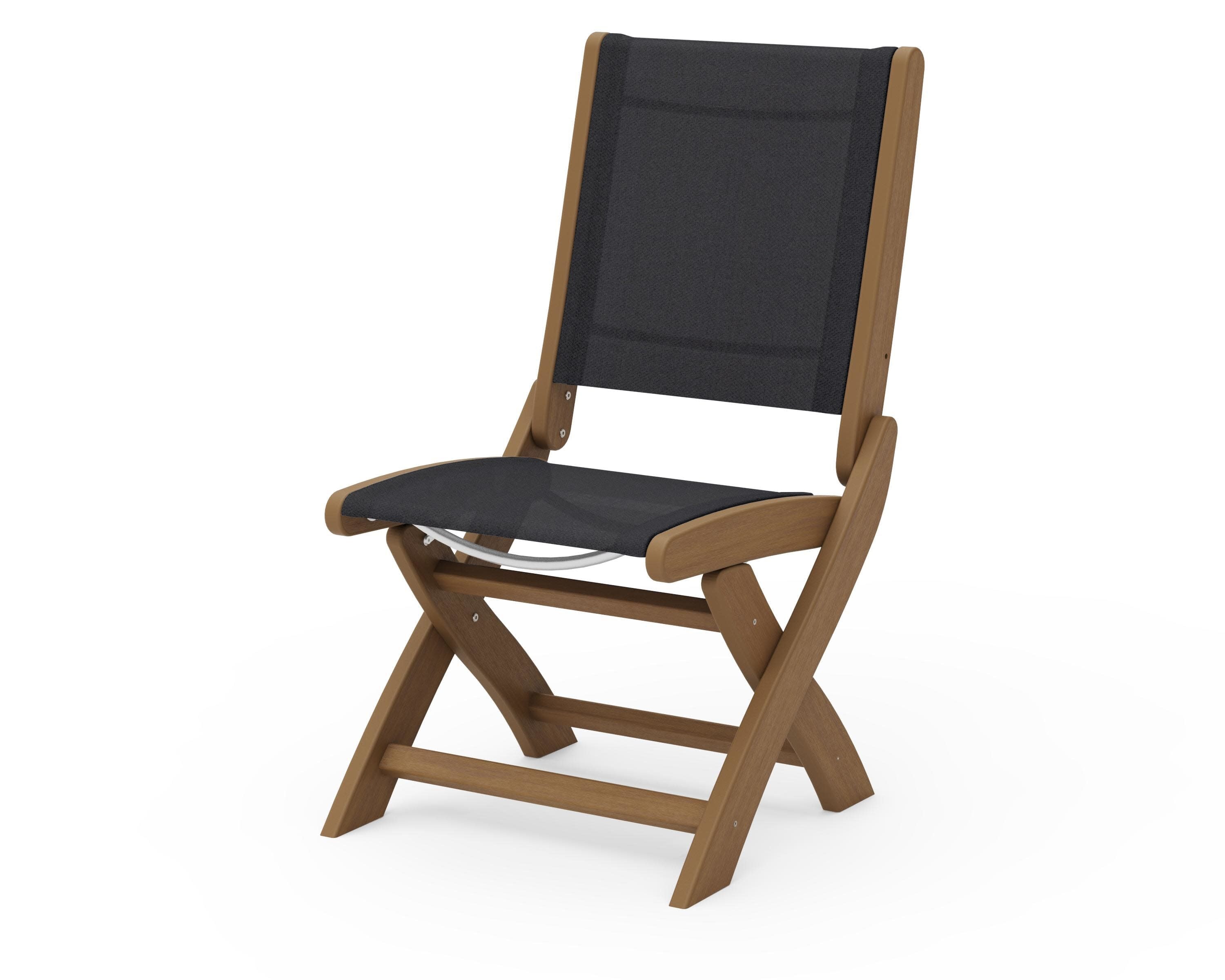 Coastal Folding Side Chair in Natural / Black Sling